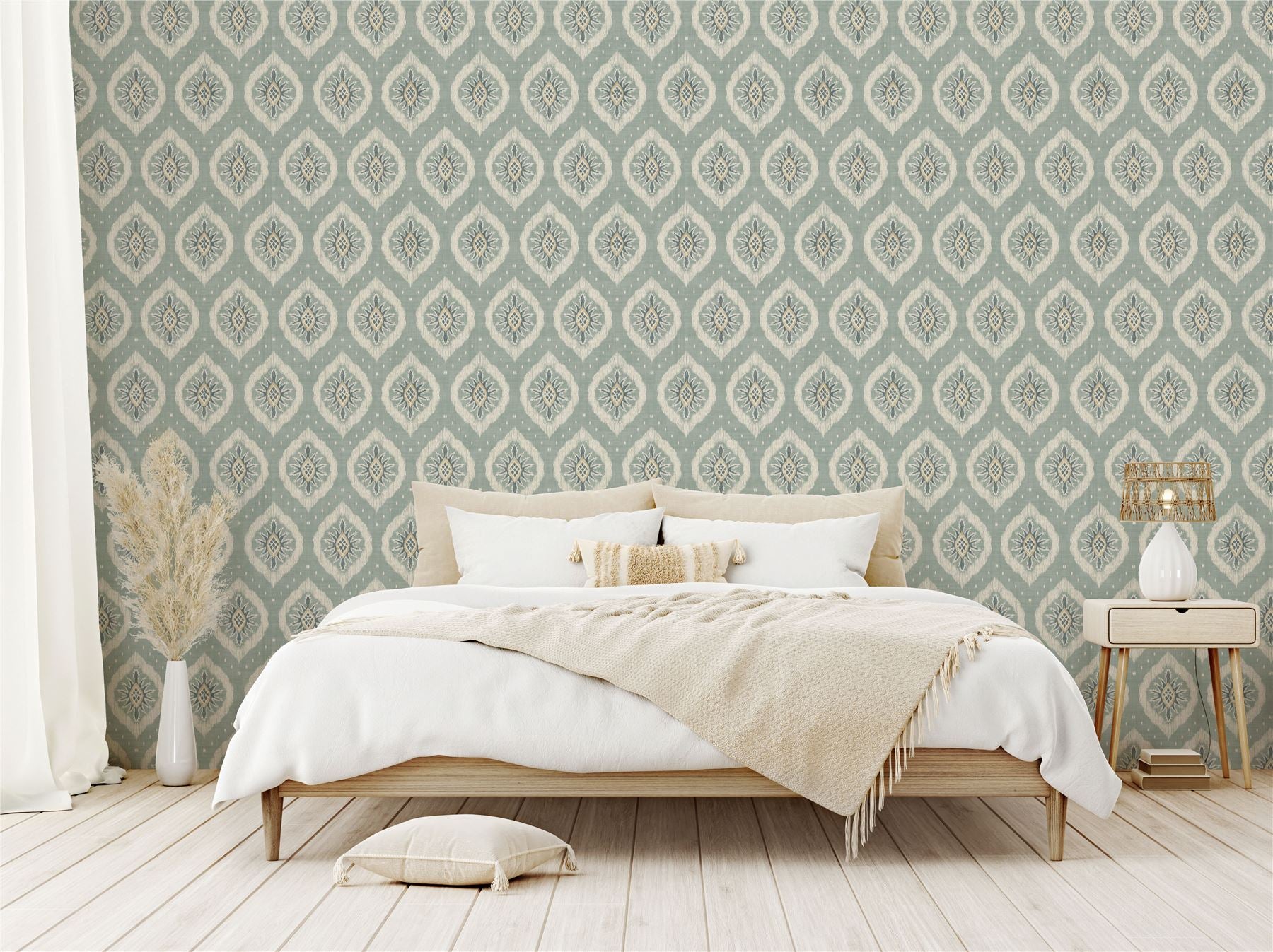 Odina Ikat Seafoam Wallpaper