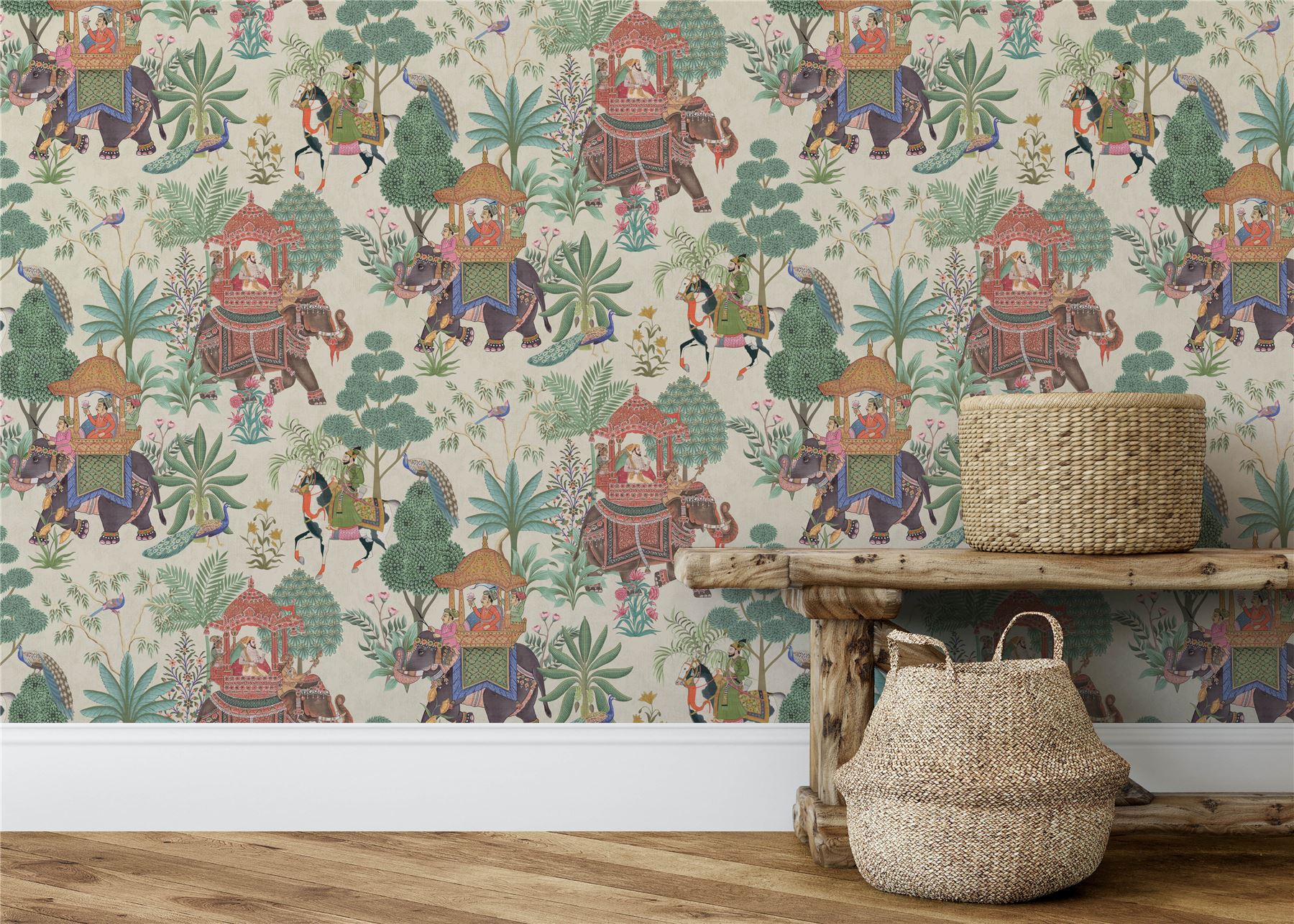 Emperor's Garden Stone Multicoloured Wallpaper - Esselle Home