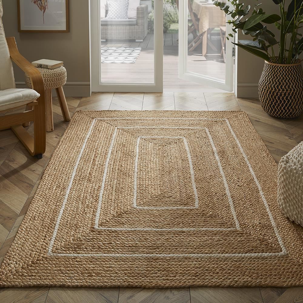 Prestbury Border Handbraided 120x170cm Natural Rug - Esselle Home