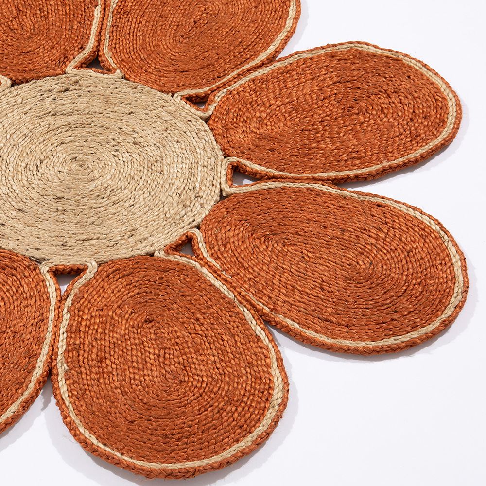 Spinningfields Single Flower Jute 120D Orange Rug
