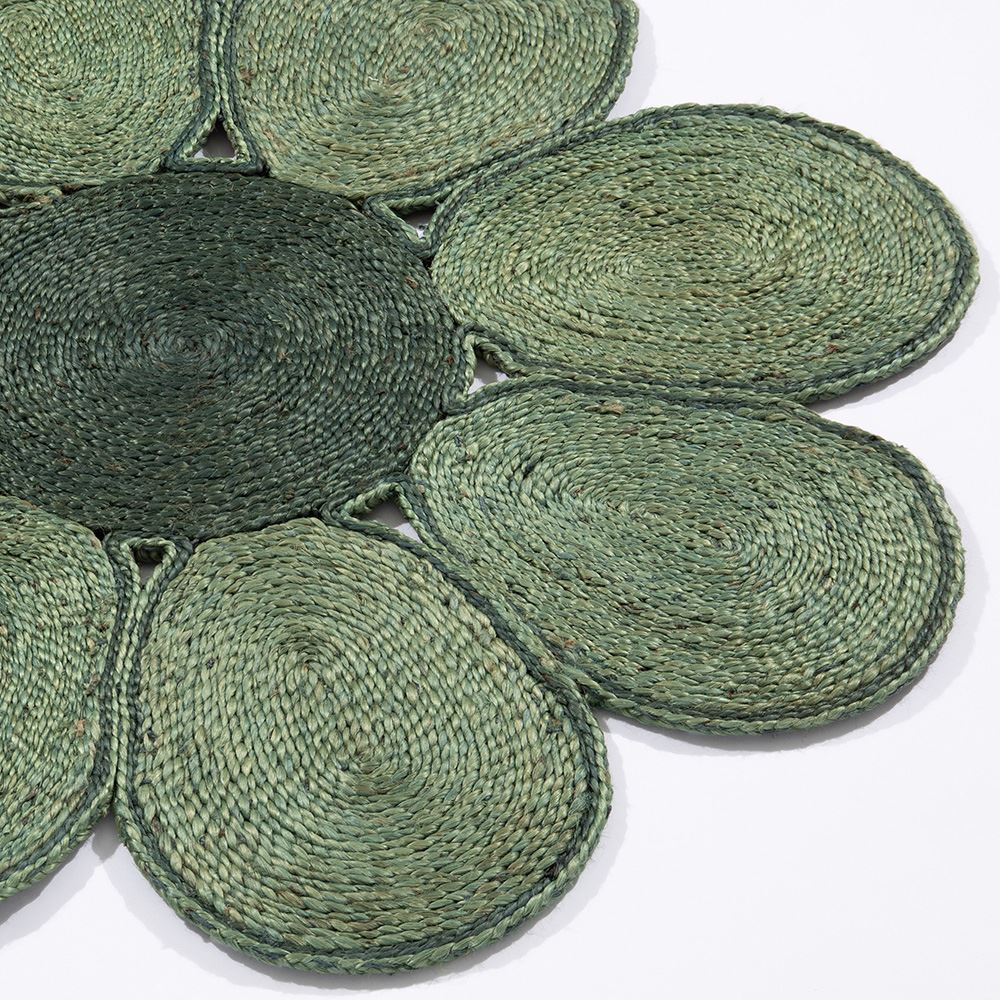Spinningfields Single Flower Jute 120D Green Rug