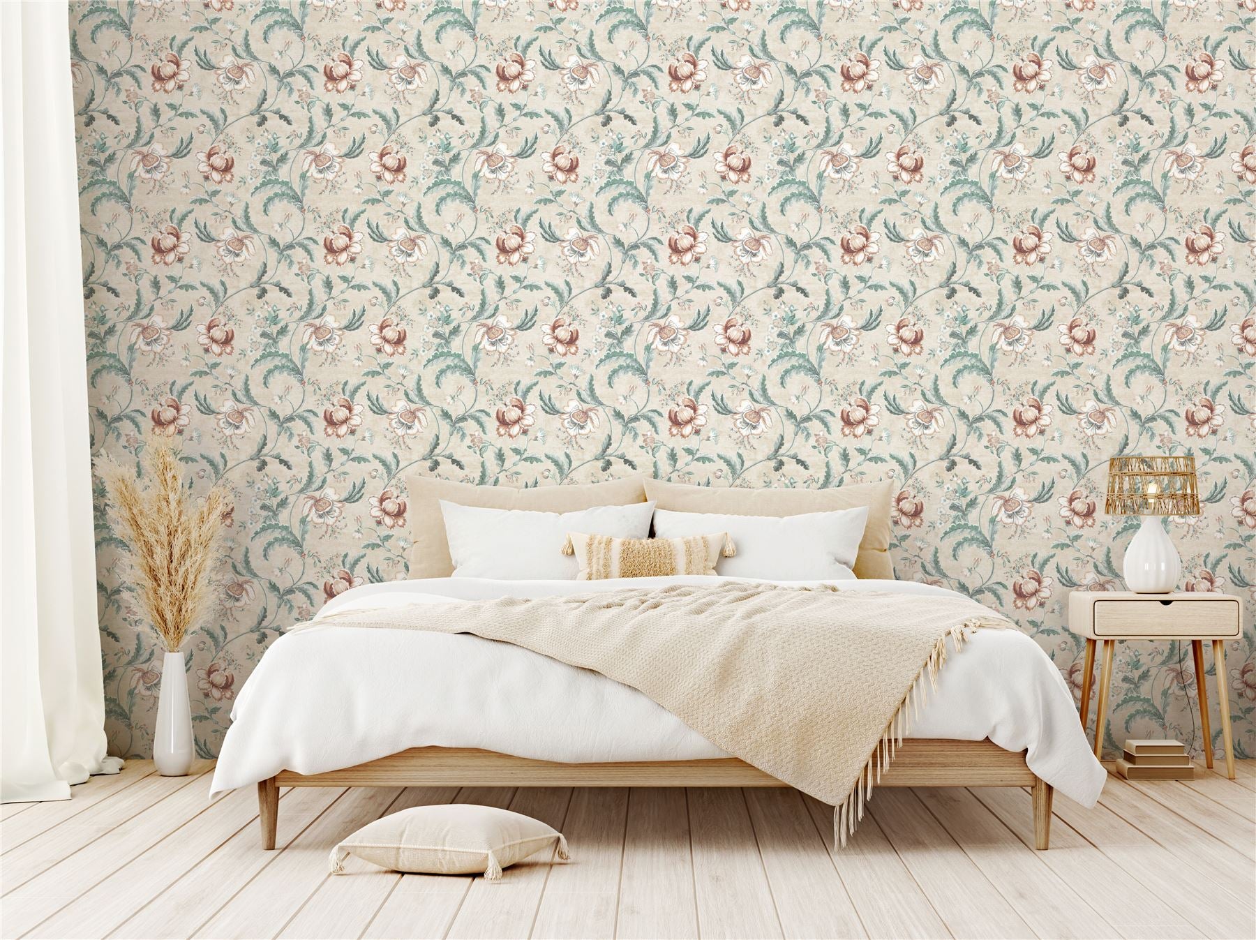 Tapestry Floral Natural/Spice Wallpaper
