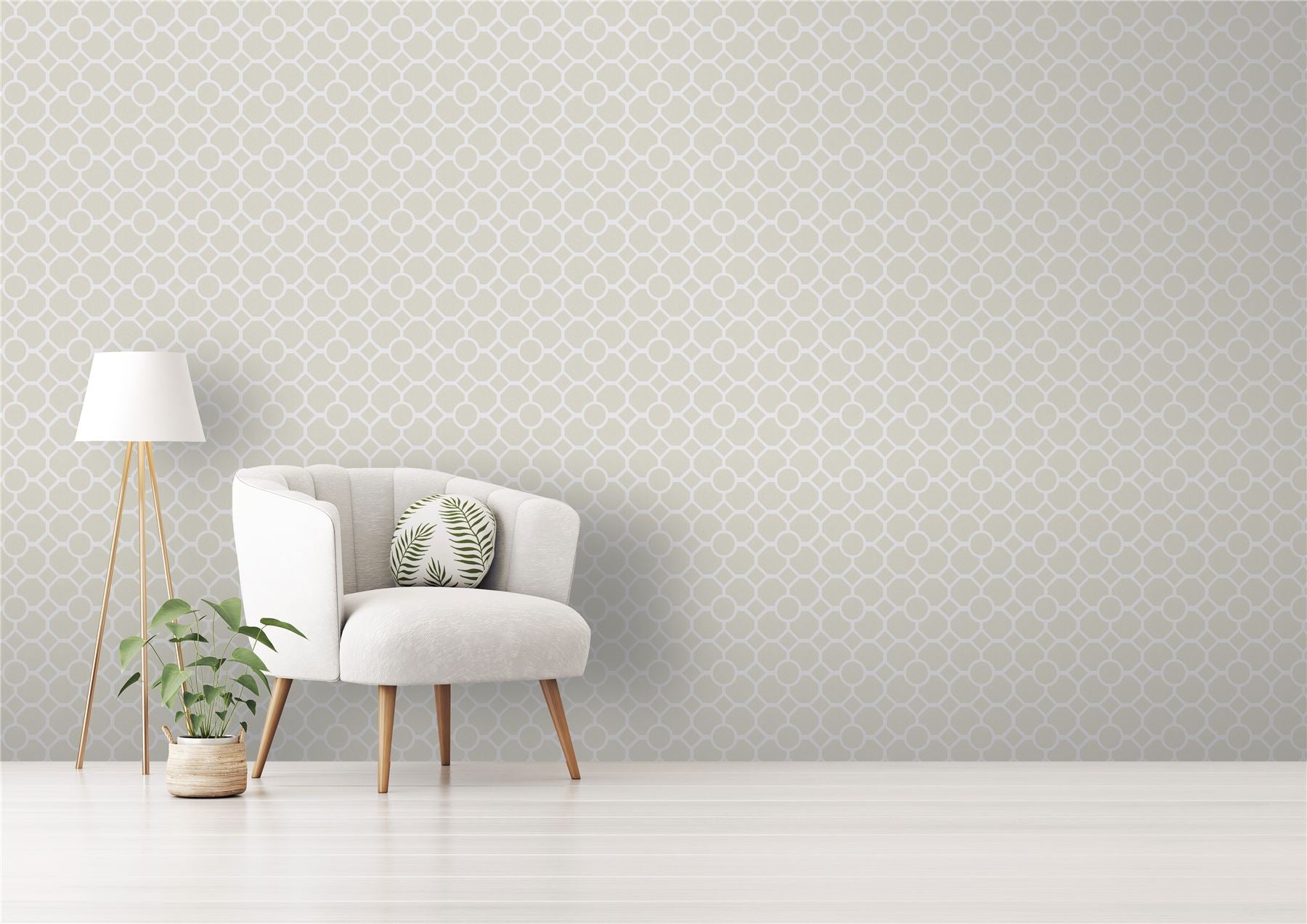 RHS Lattice Fretwork Natural Wallpaper