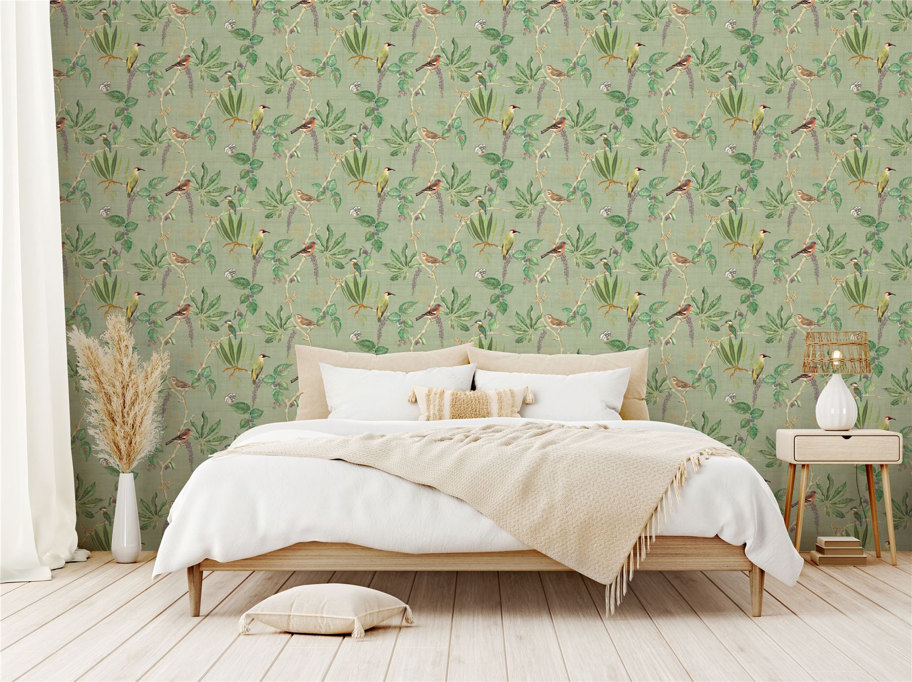 Hill Top Garden Sage Green Wallpaper - Esselle Home