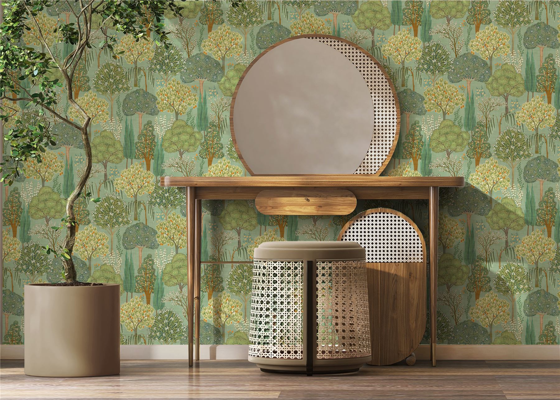 Persian Oasis Sage Green Wallpaper - Esselle Home