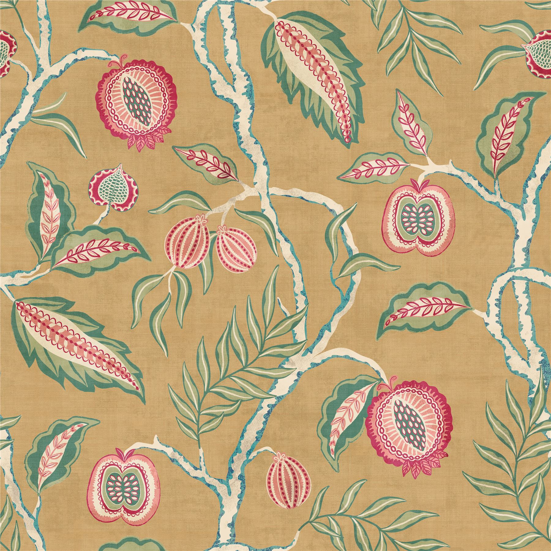 Fruits of Paradise Ochre Wallpaper - Esselle Home