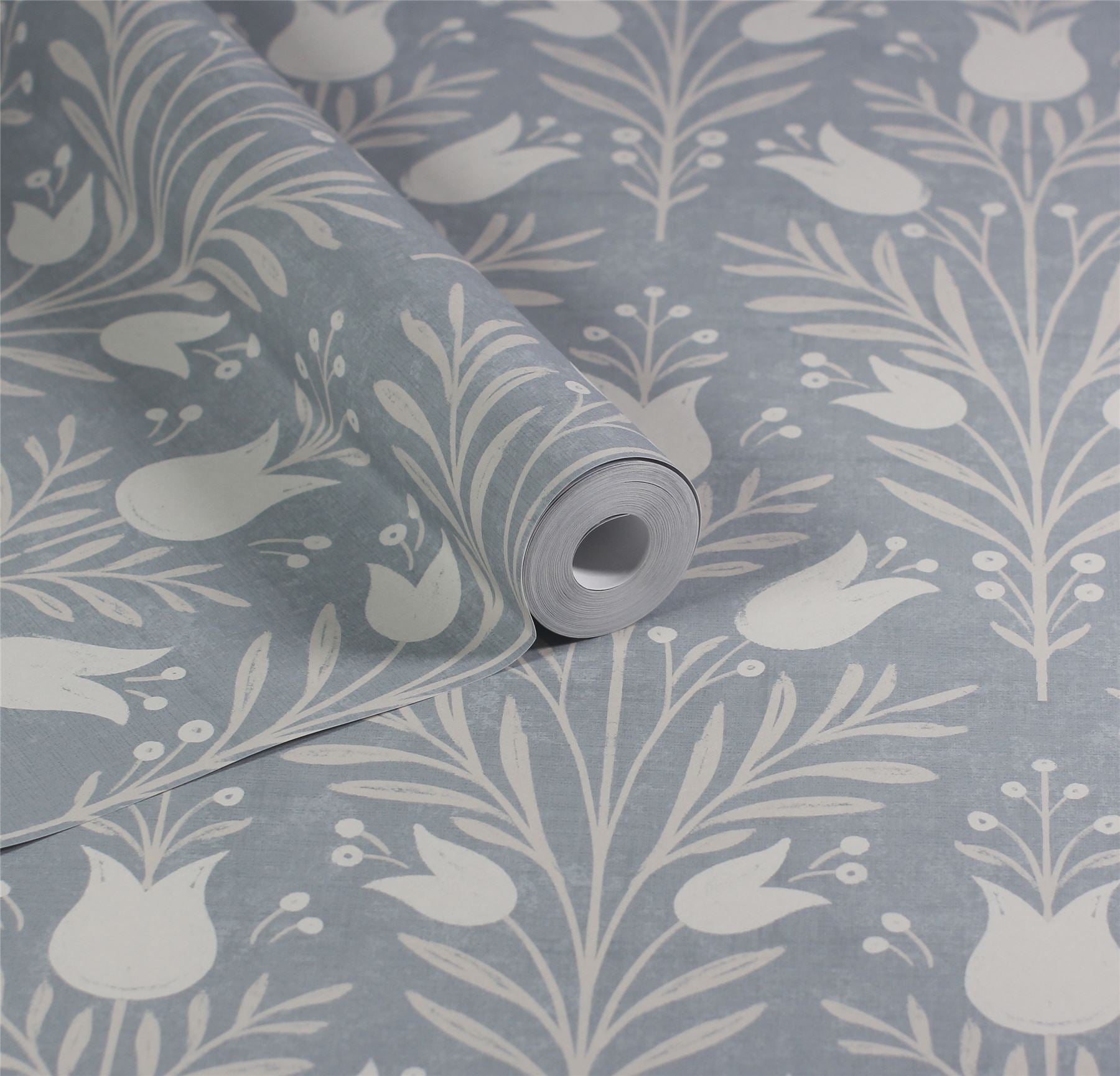Heritage Tulip Chalky Blue Wallpaper