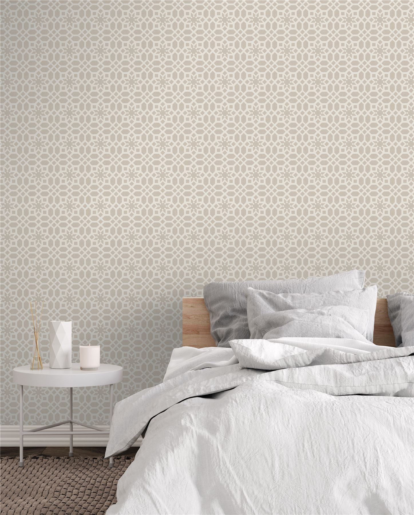 RHS Star Trellis Taupe Wallpaper