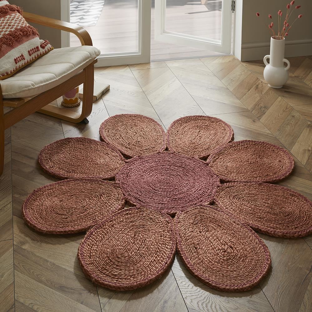 Spinningfields Single Flower Jute 120D Pink Rug