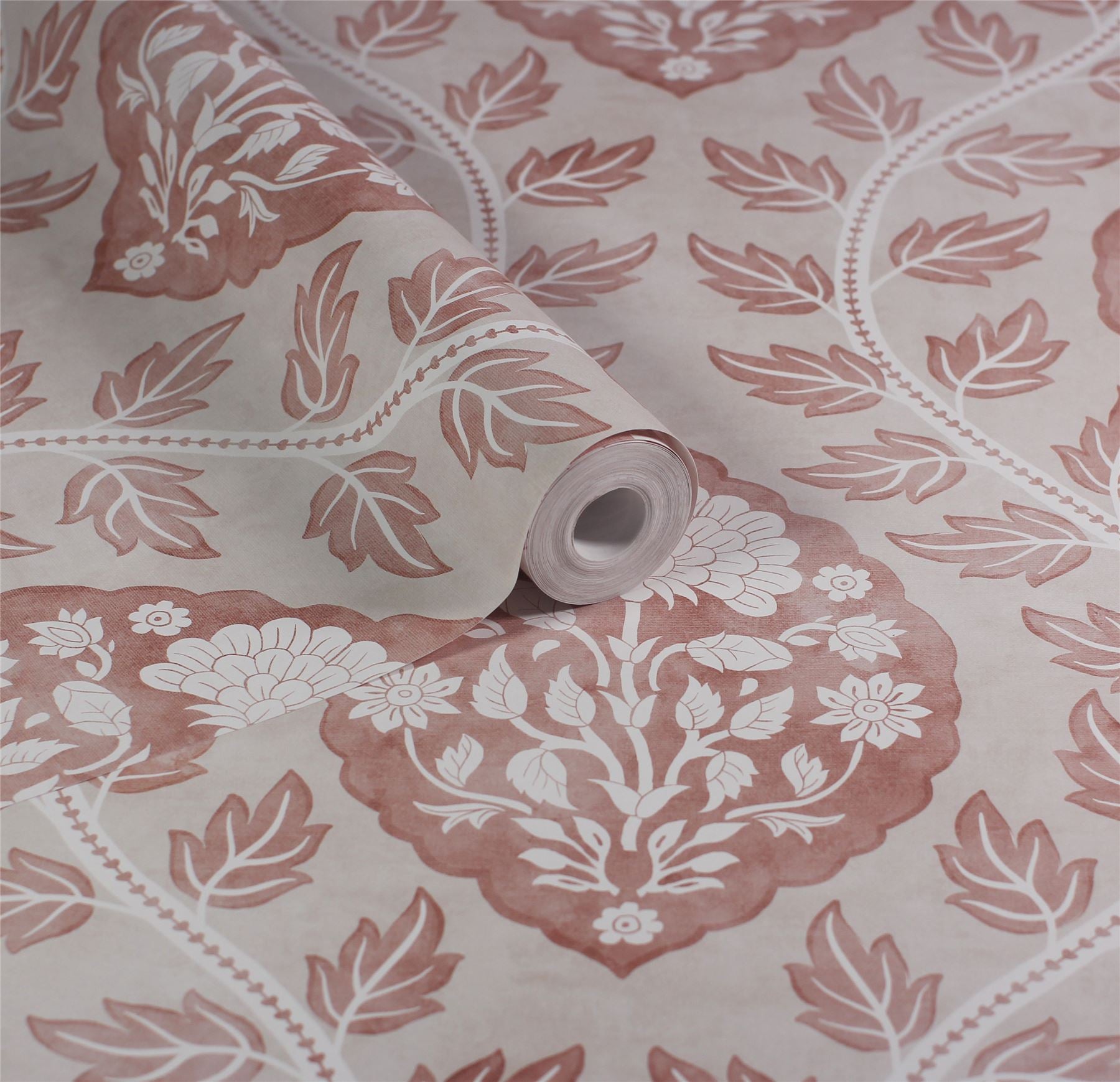 Floral Cartouche Warm Spice Wallpaper