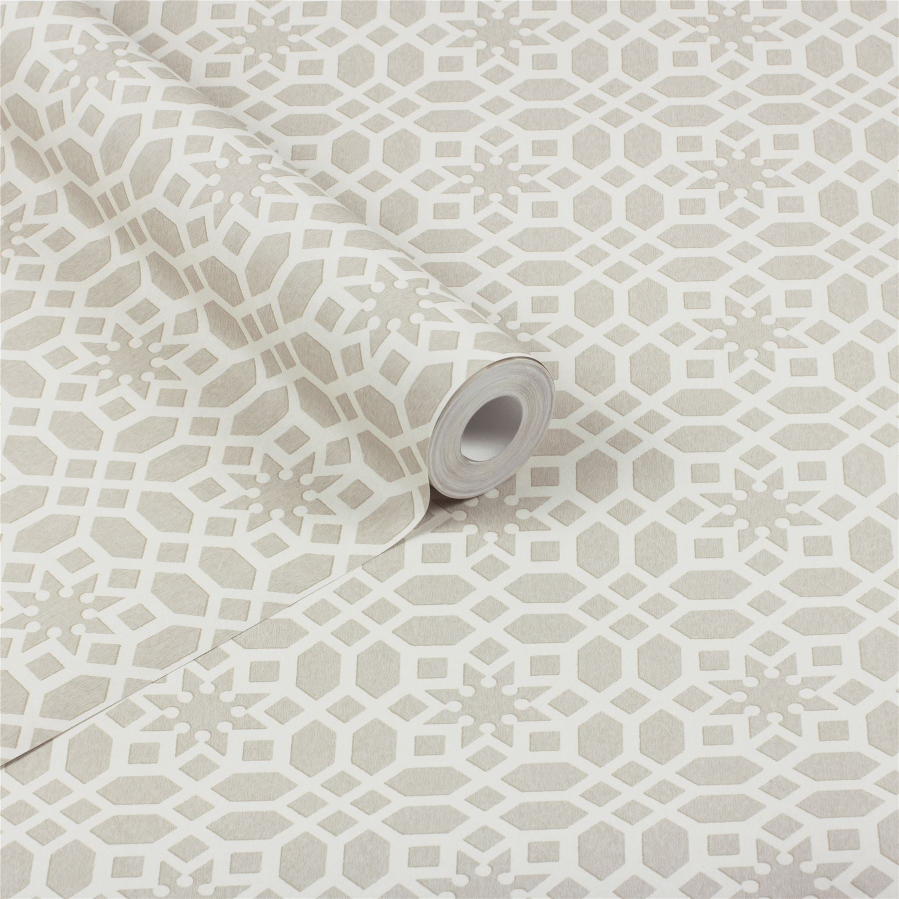 RHS Star Trellis Taupe Wallpaper