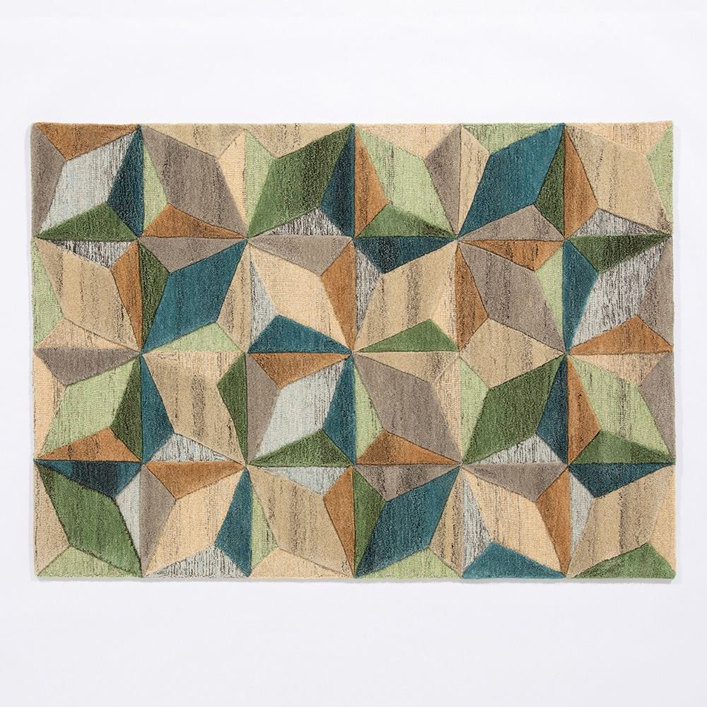Lilianna Embossed Geo Wool Rug - Esselle Home