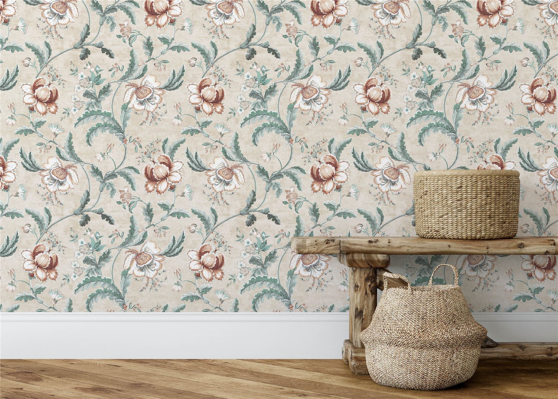 Tapestry Floral Natural/Spice Wallpaper