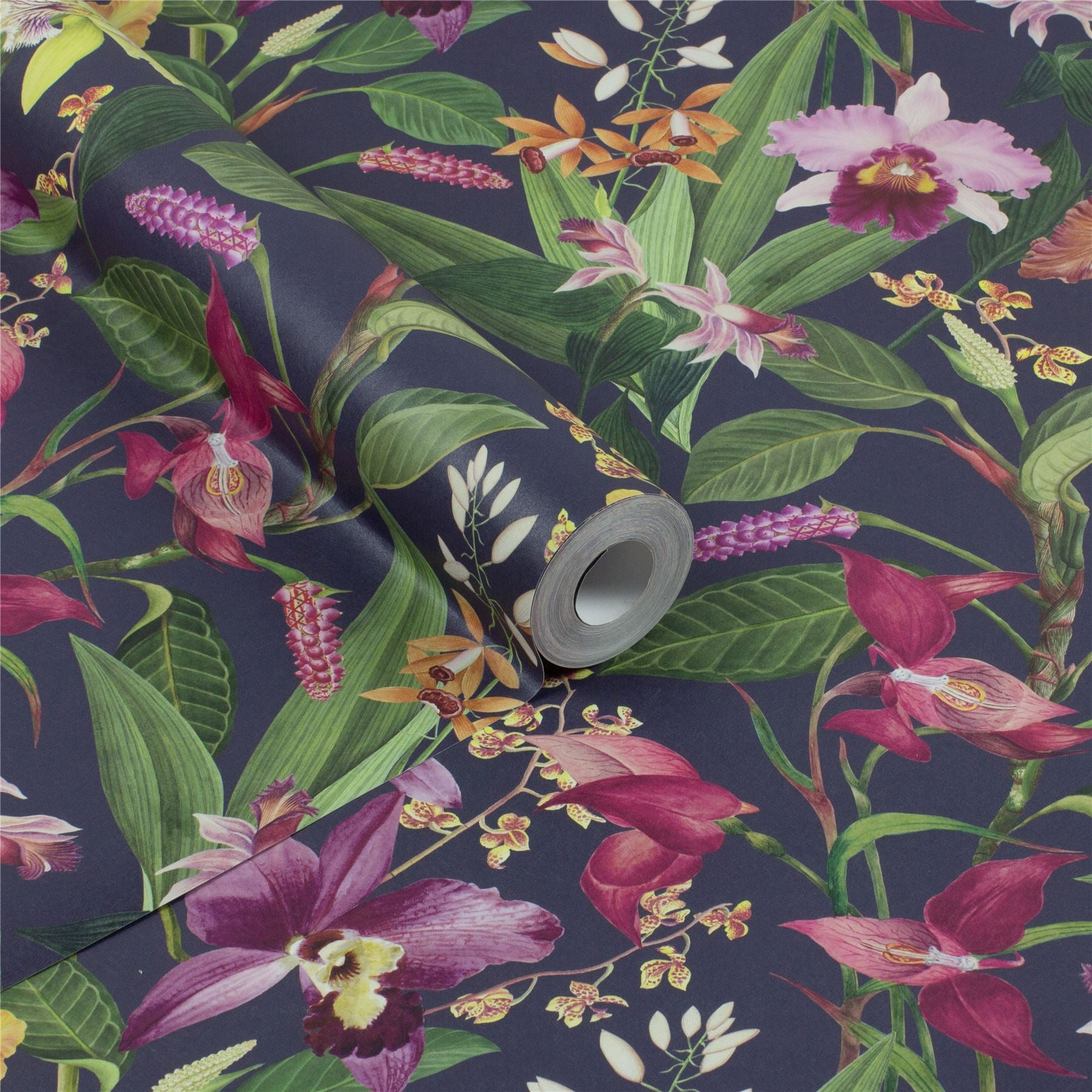 RHS Orchid Botanical Purple Wallpaper - Esselle Home