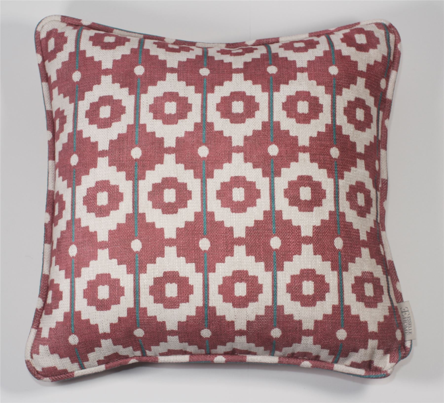 Santiago Geo Red/Teal Cushion