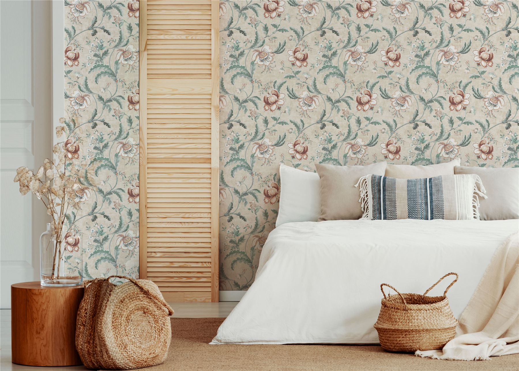 Tapestry Floral Natural/Spice Wallpaper - Esselle Home