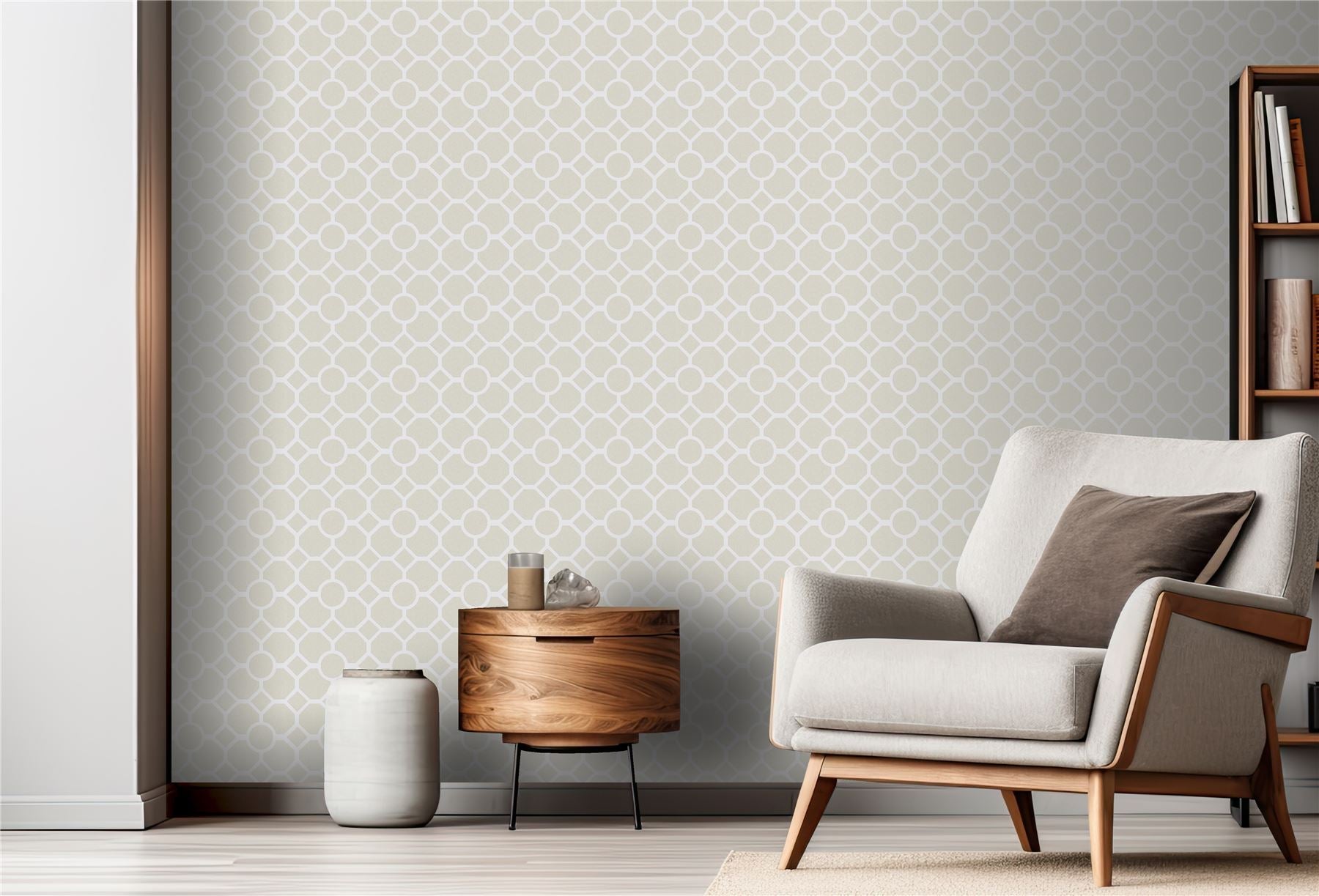 RHS Lattice Fretwork Natural Wallpaper