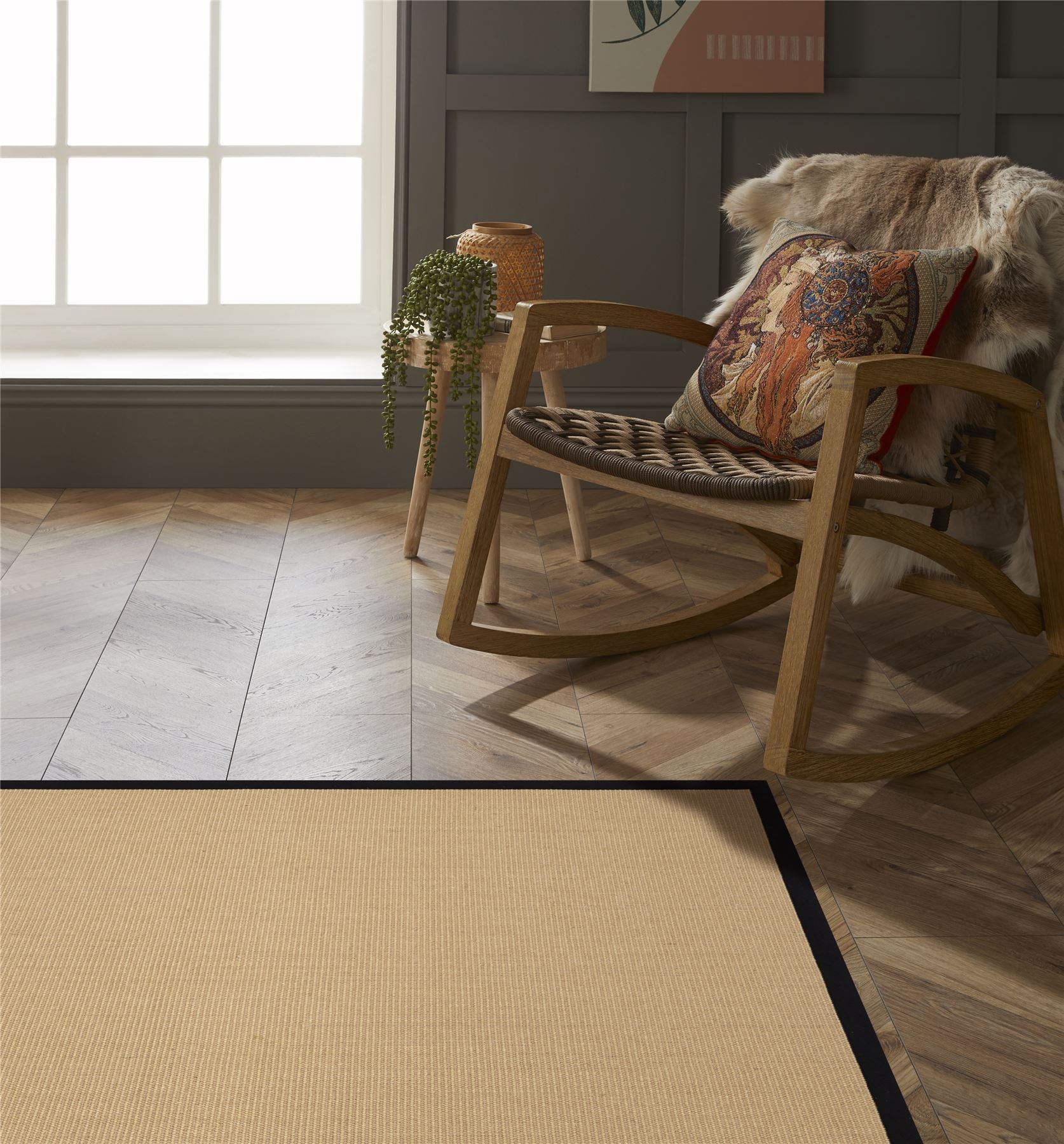 Swinton Sisal Jute Boucle Black Rug - Esselle Home