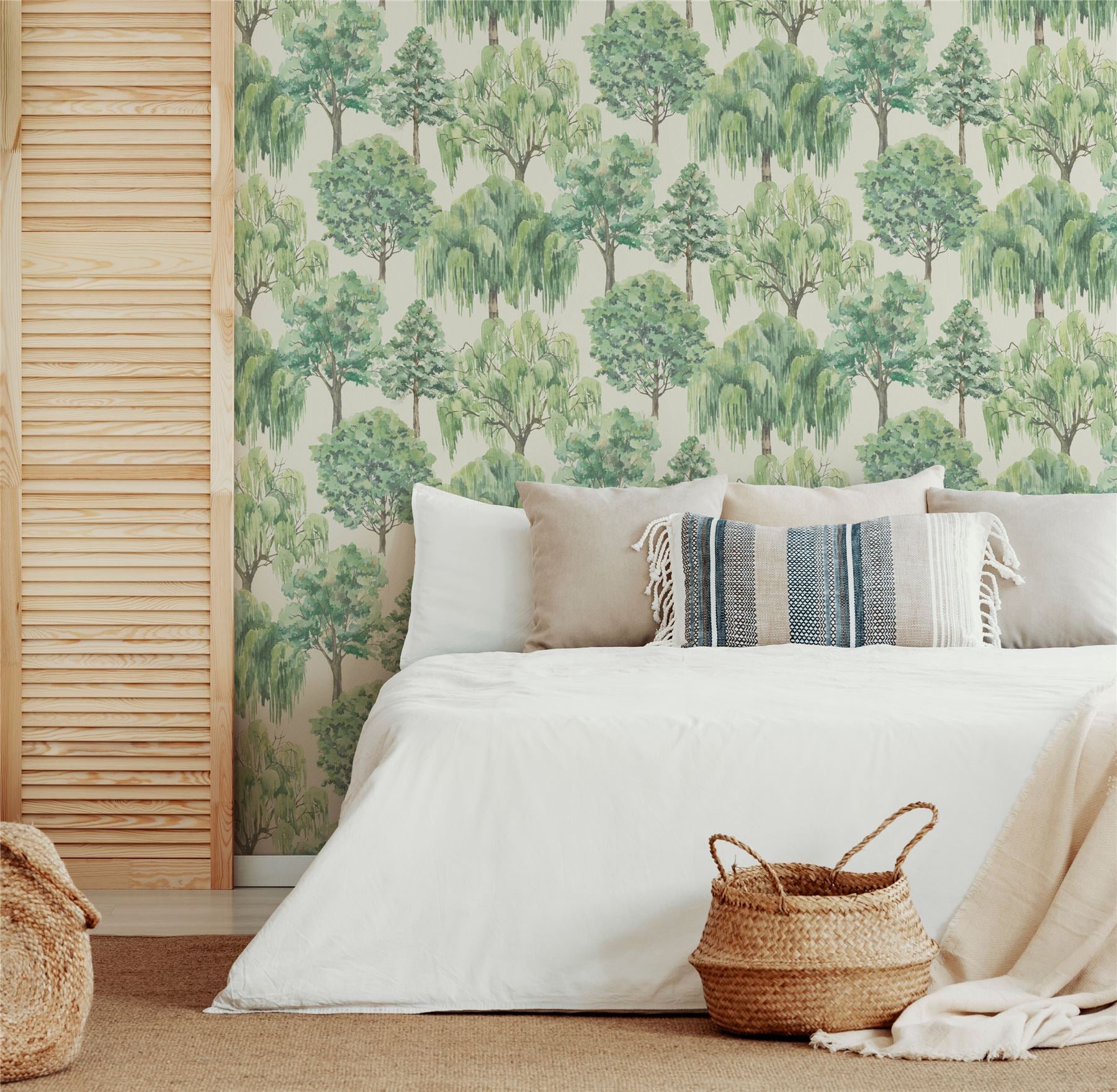 Whispering Willow Ivory/Green Wallpaper