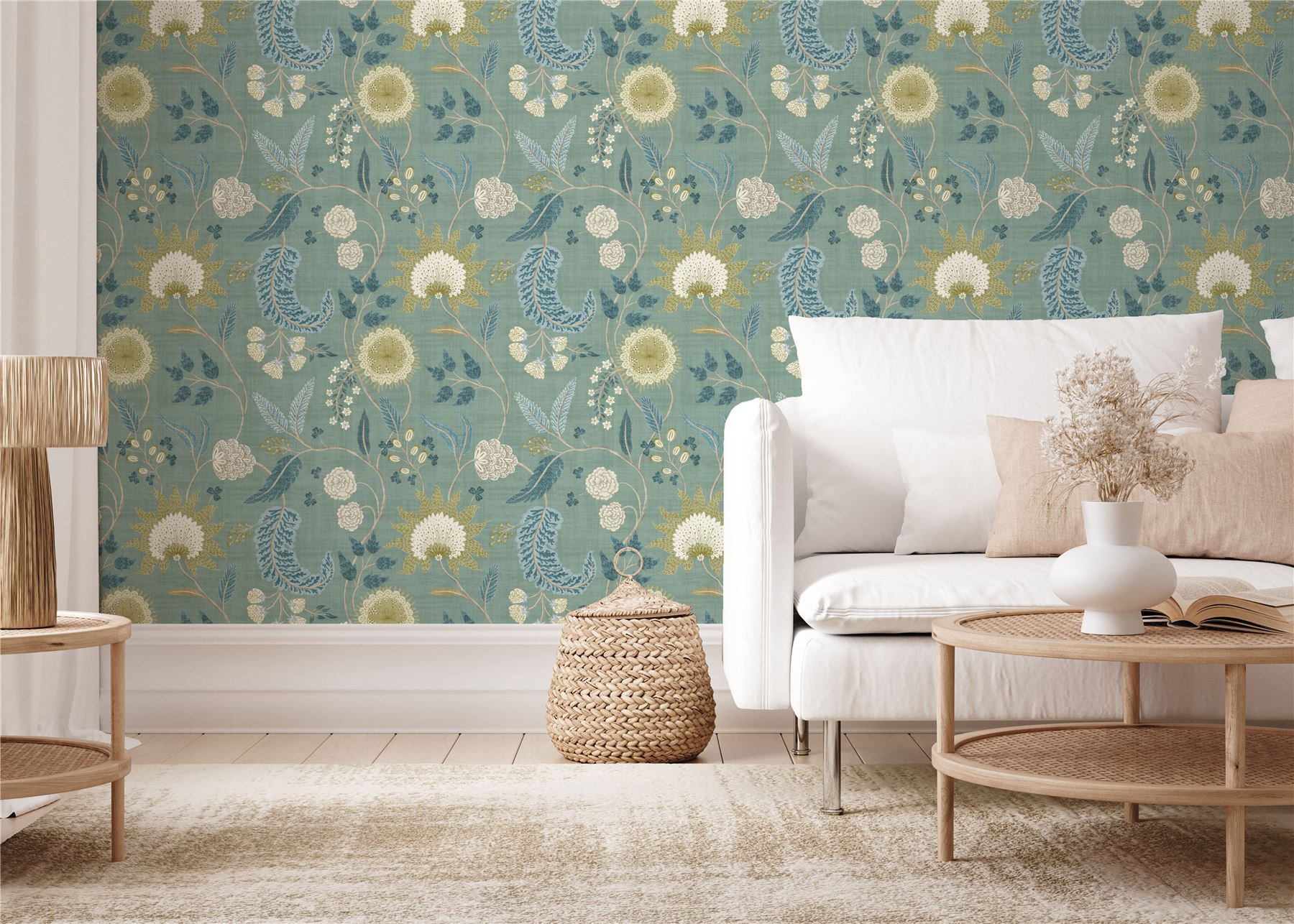 Fable Trail Seafoam Wallpaper - Esselle Home