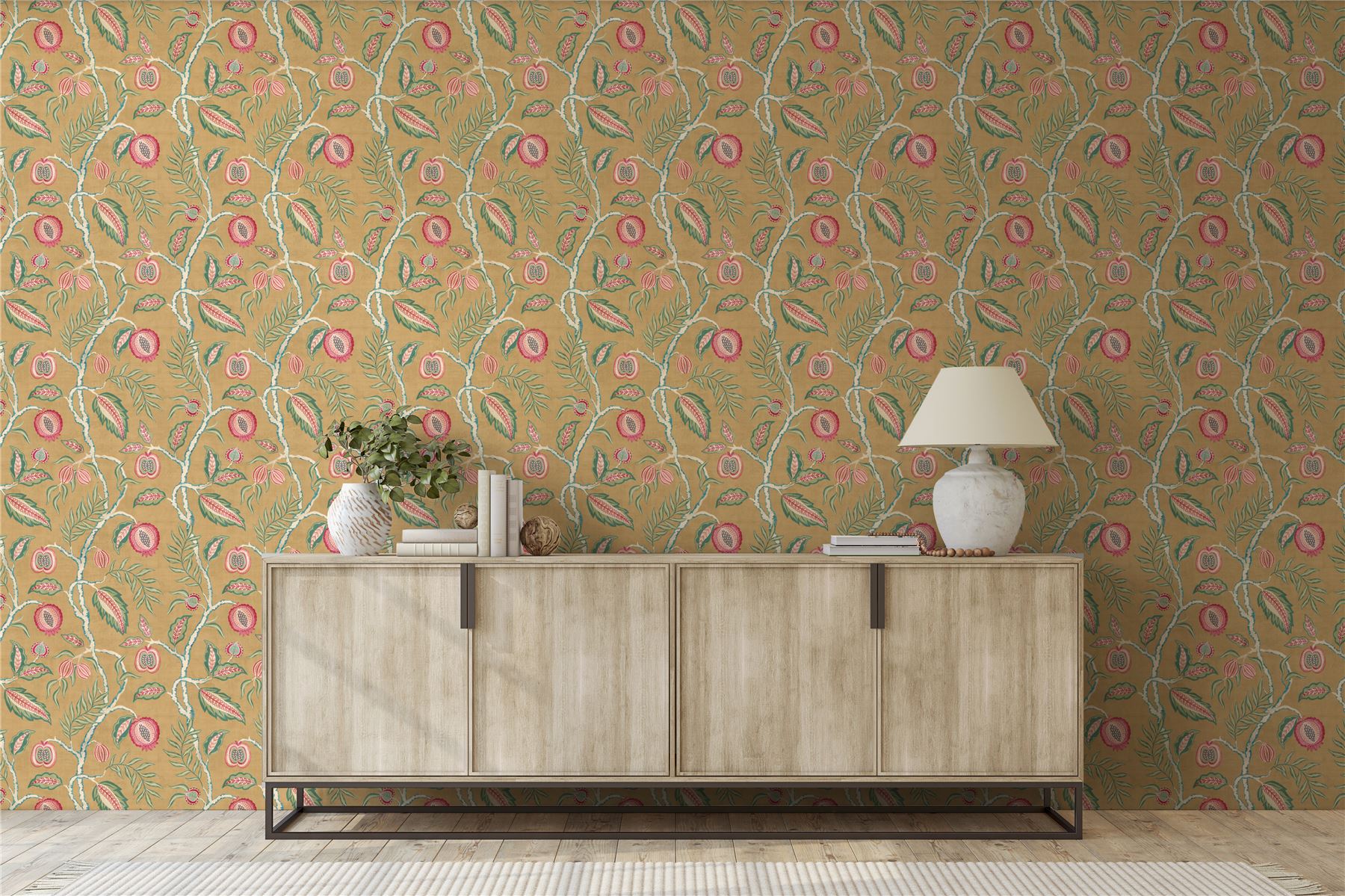 Fruits of Paradise Ochre Wallpaper
