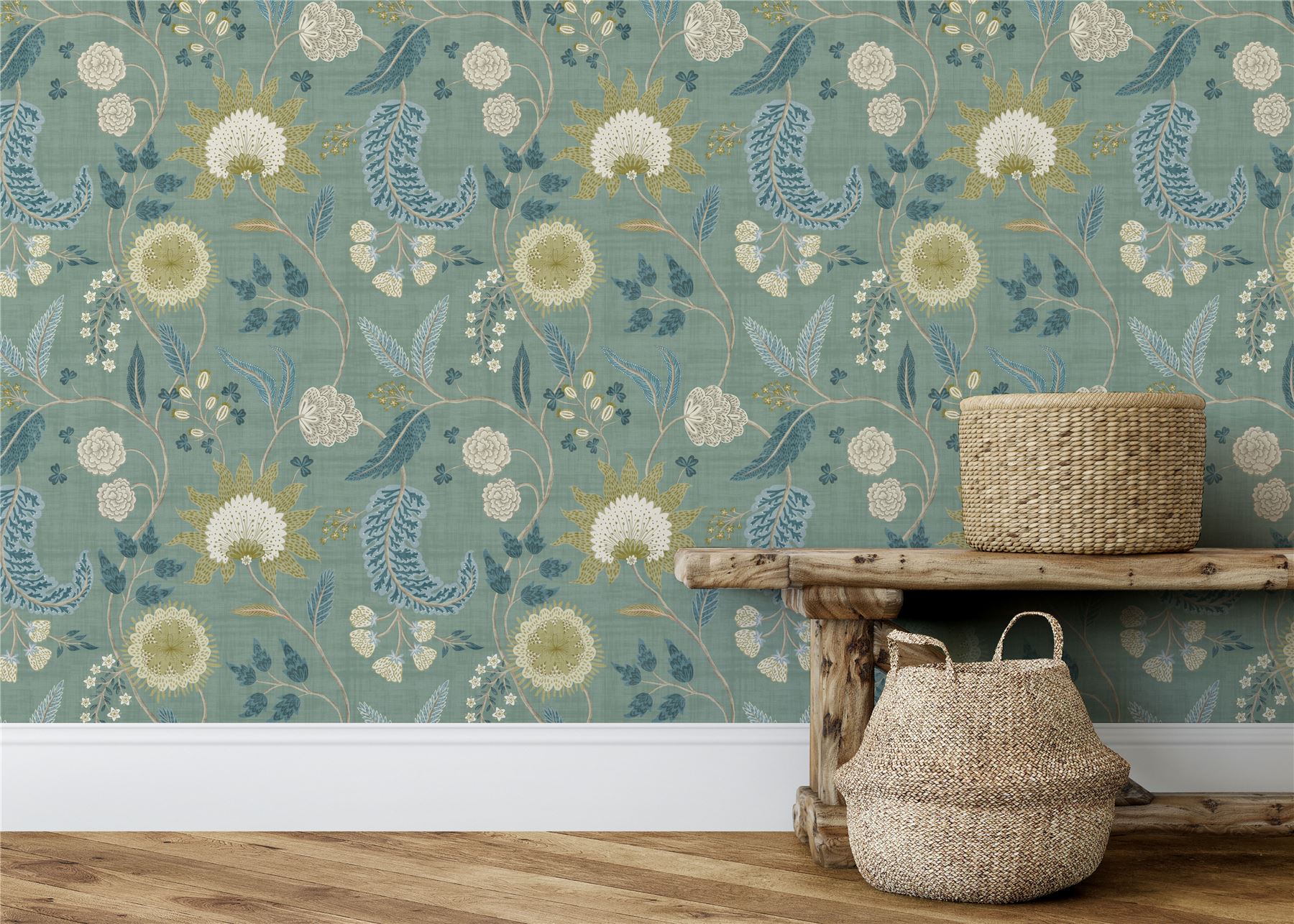 Fable Trail Seafoam Wallpaper - Esselle Home