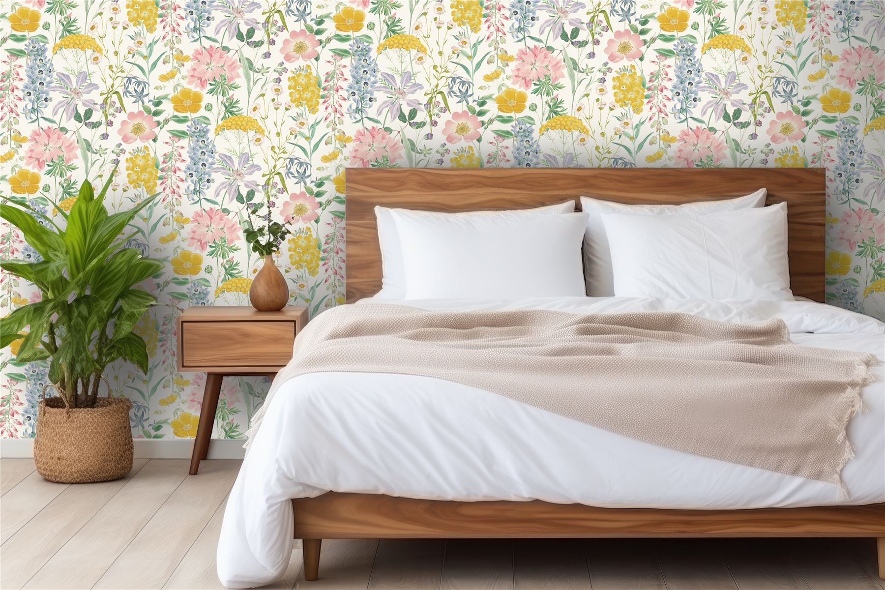 RHS Country Garden Cream Wallpaper - Esselle Home