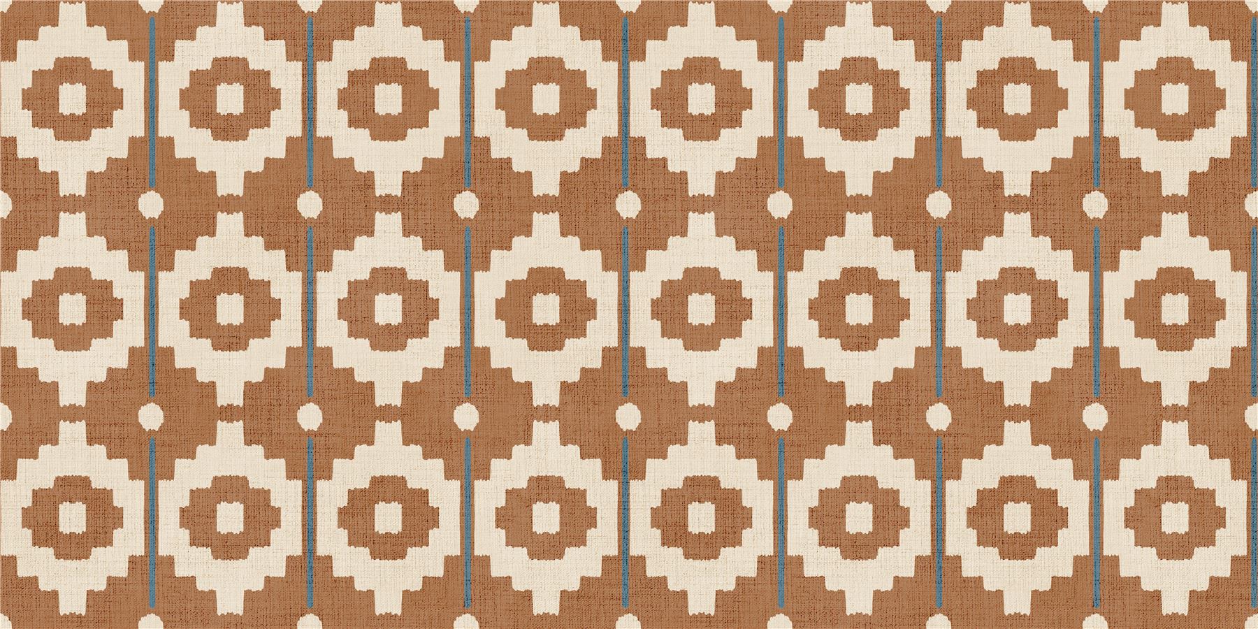 Santiago Geo Burnt Orange/Teal Curtain