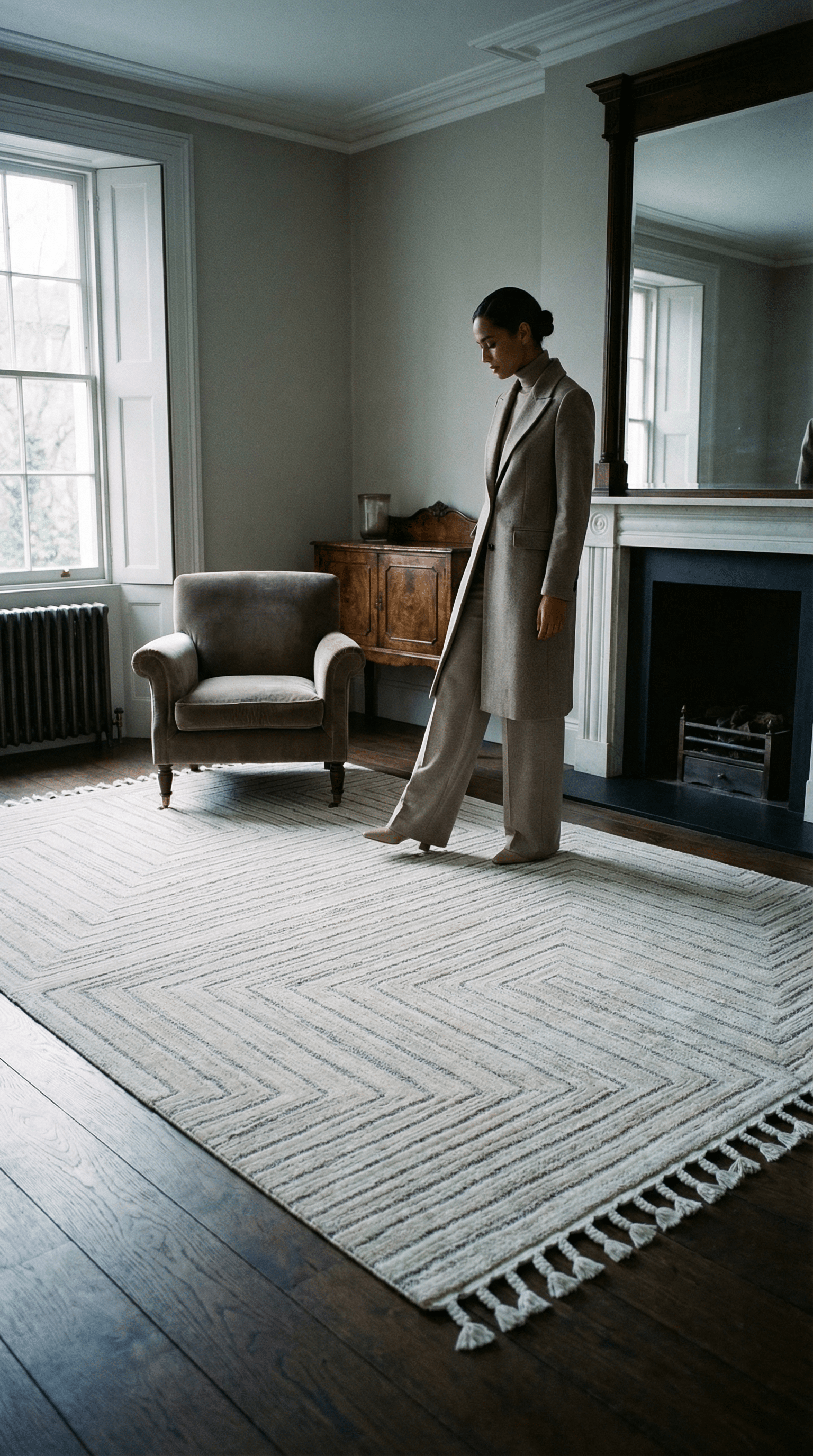 Arctic Maze Natural / Grey Rug - Esselle Home