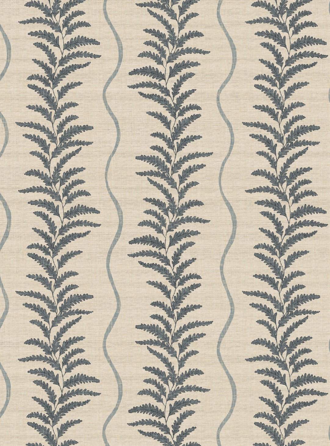 Fern Wave Blue & Beige Wallpaper - Esselle Home