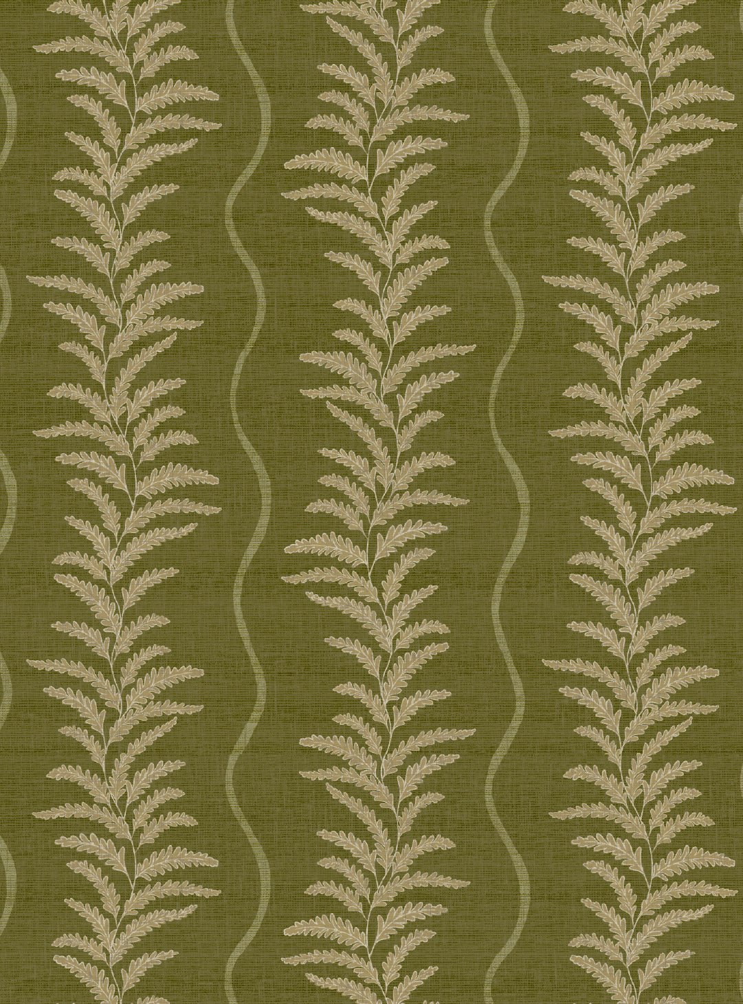 Fern Wave Olive Green Wallpaper - Esselle Home