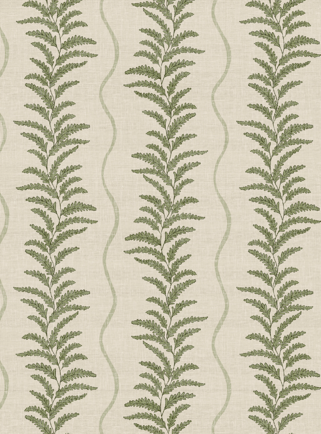Fern Wave Sage Green Wallpaper