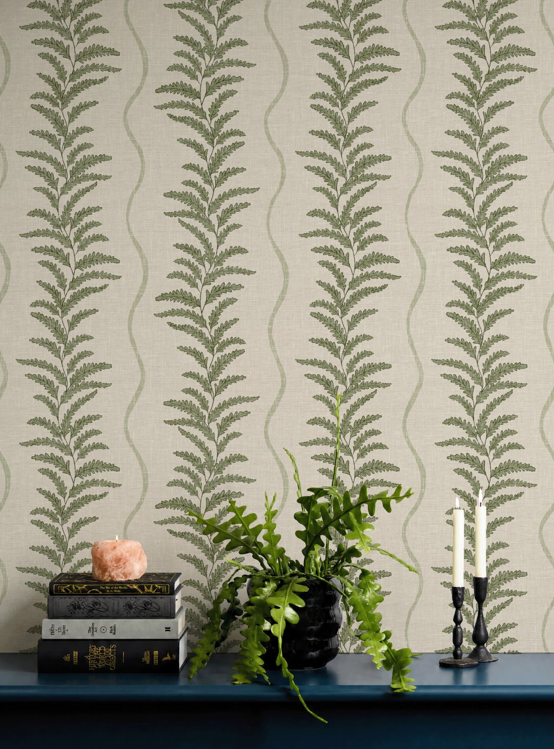 Fern Wave Sage Green Wallpaper - Esselle Home
