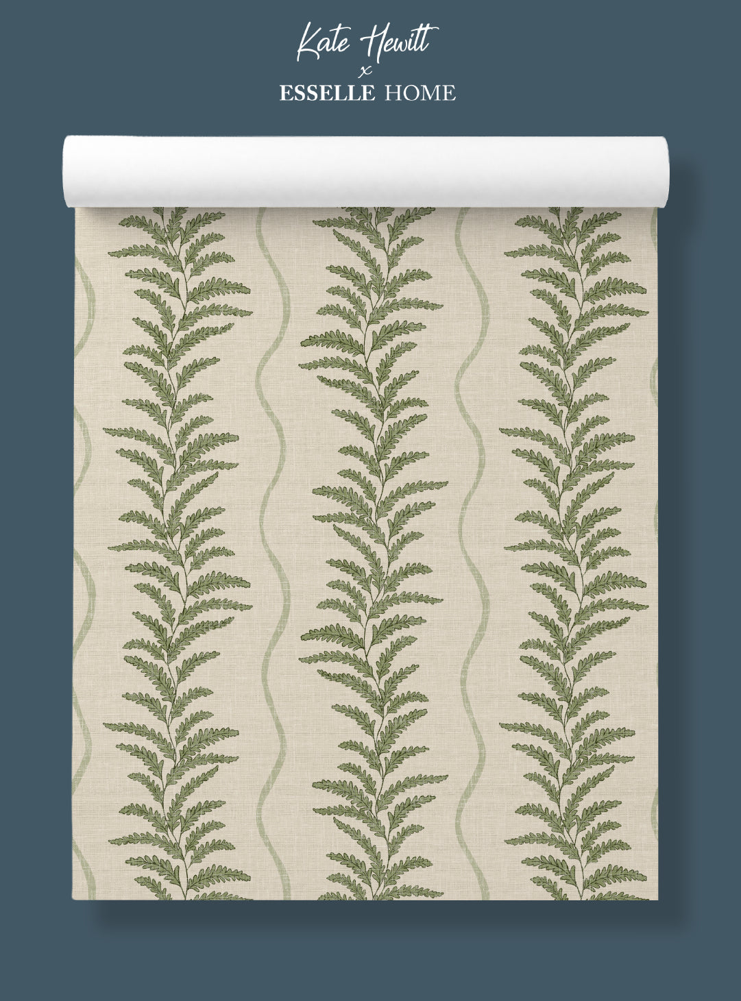 Fern Wave Sage Green Wallpaper