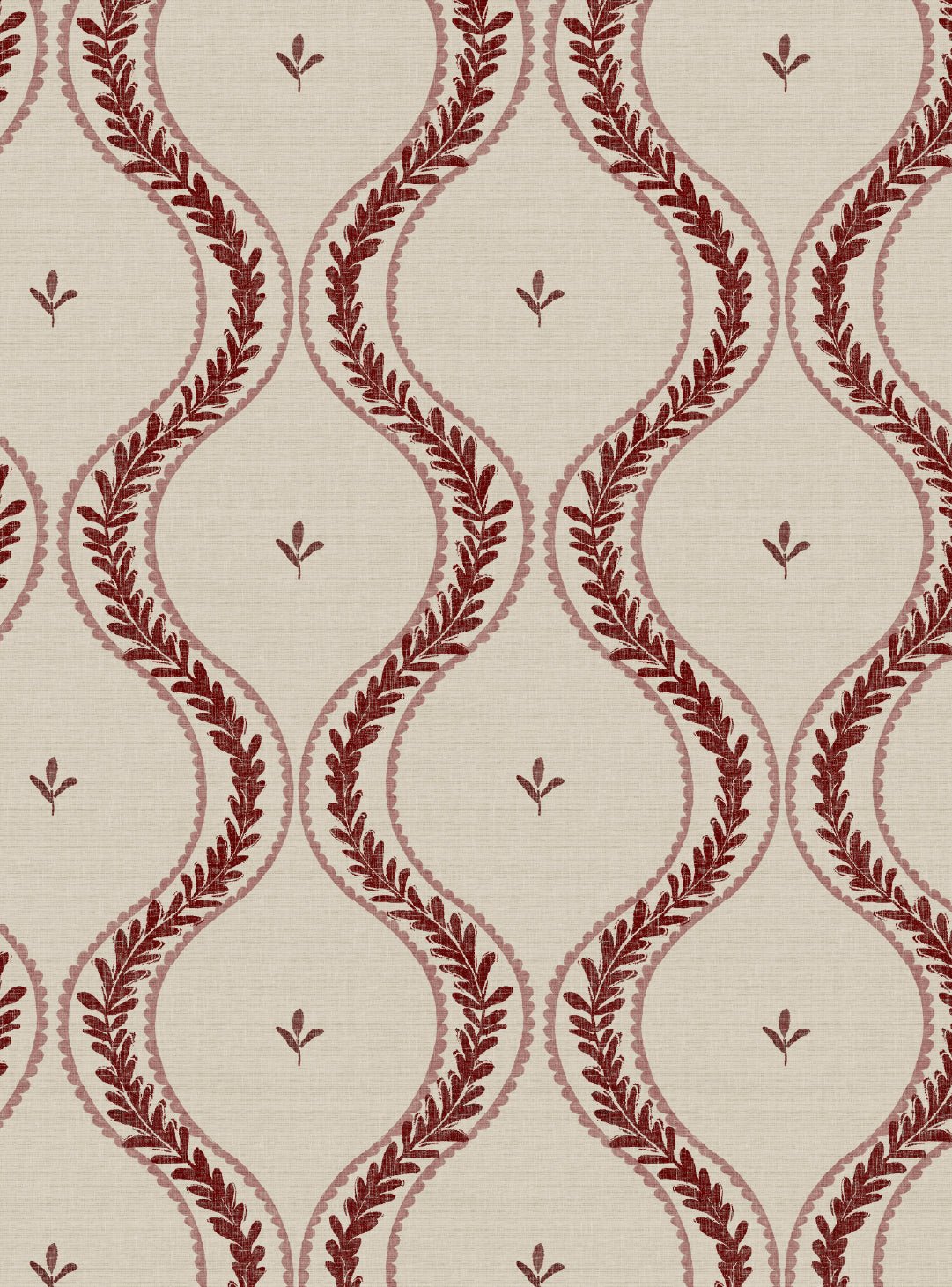 Garden Ogee Burgundy & Beige Wallpaper - Esselle Home