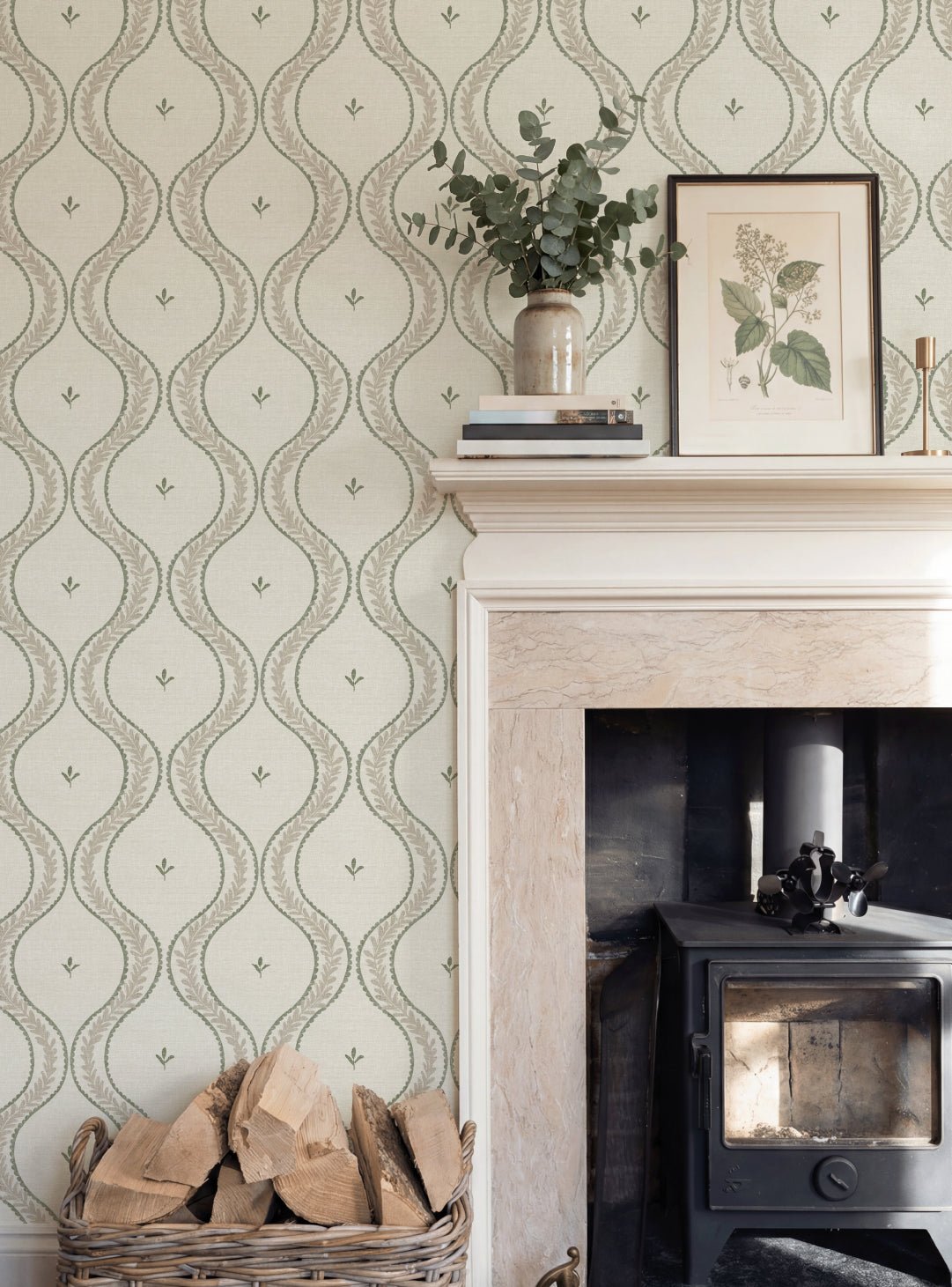 Garden Ogee Soft Sage Wallpaper - Esselle Home