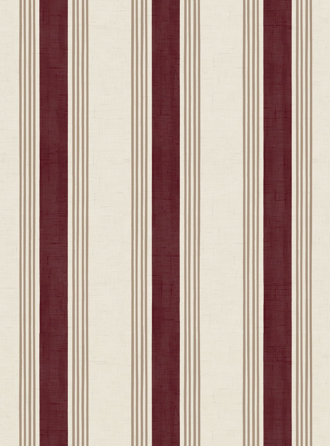 Old World Stripe Burgundy & Beige Wallpaper - Esselle Home