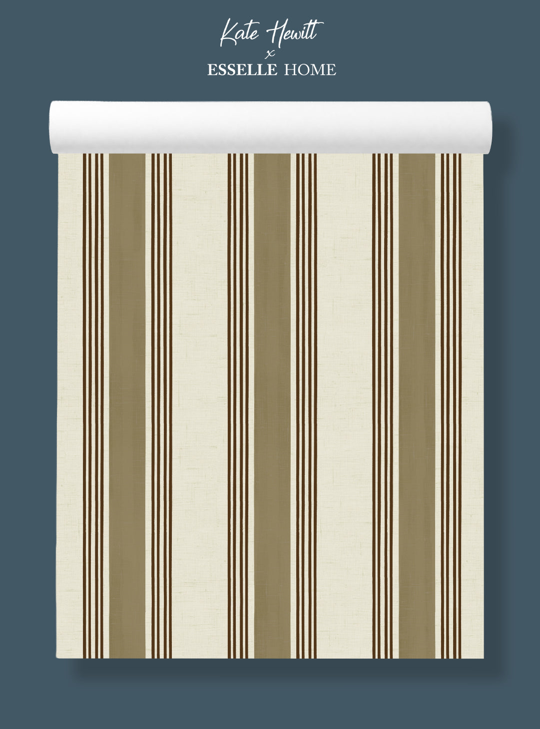 Old World Stripe Olive Green Wallpaper