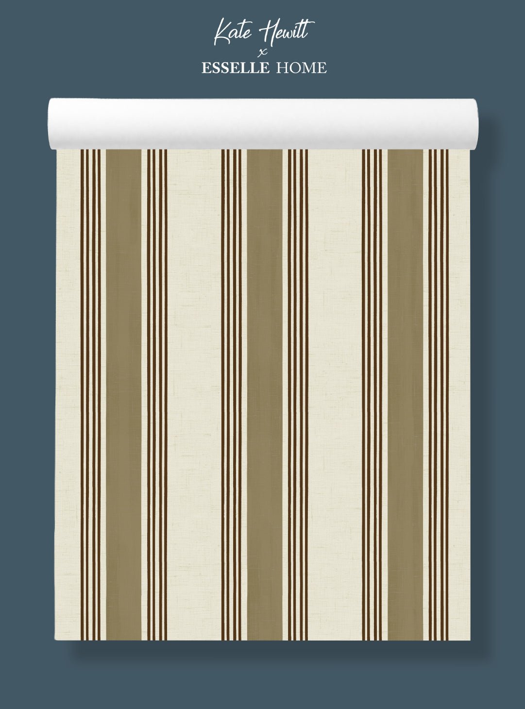 Old World Stripe Olive Green Wallpaper - Esselle Home