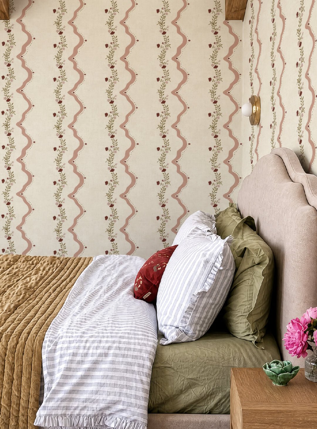Rosie Posie Blush Pink Wallpaper - Esselle Home