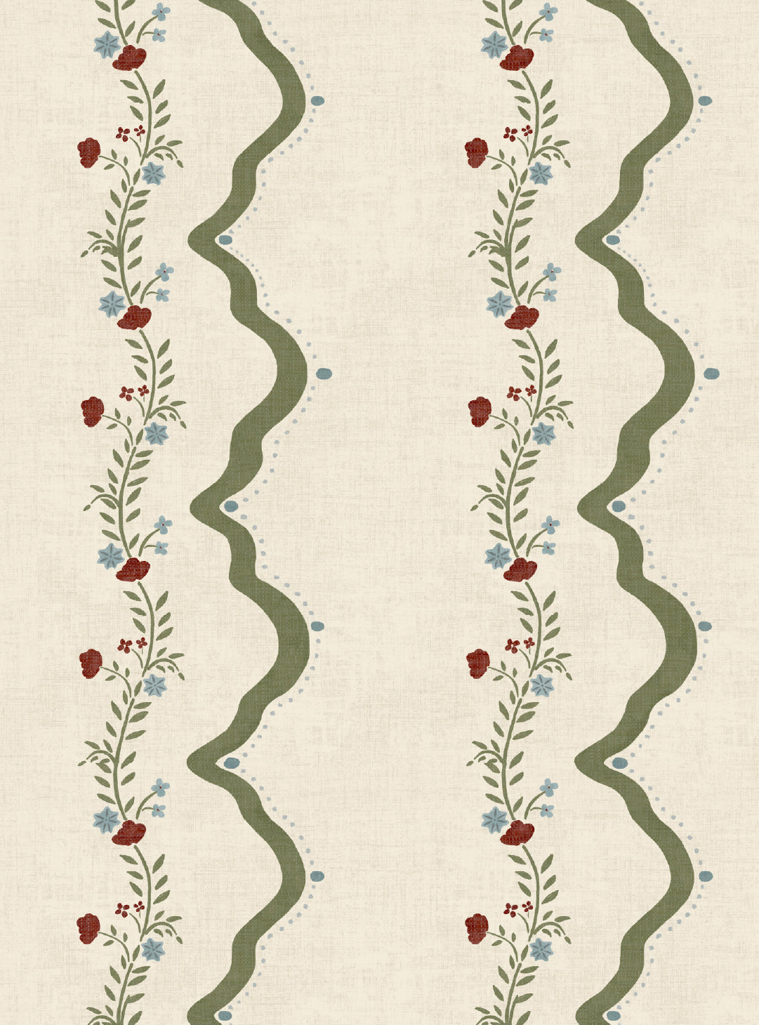 Rosie Posie Deep Sage & Beige Wallpaper