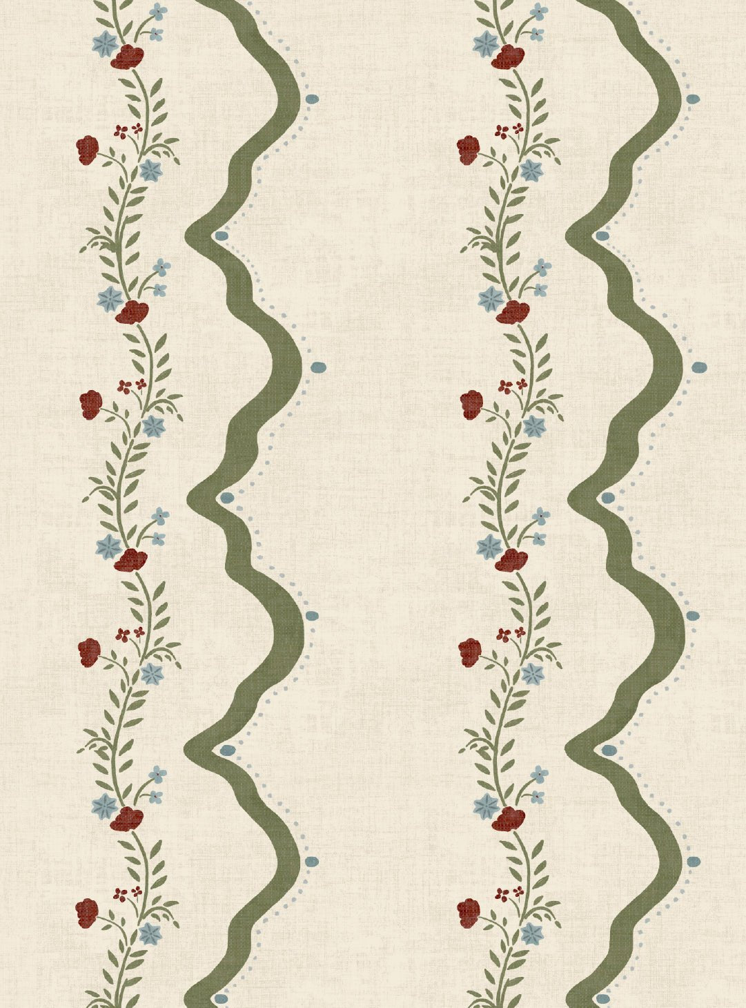 Rosie Posie Deep Sage & Beige Wallpaper - Esselle Home