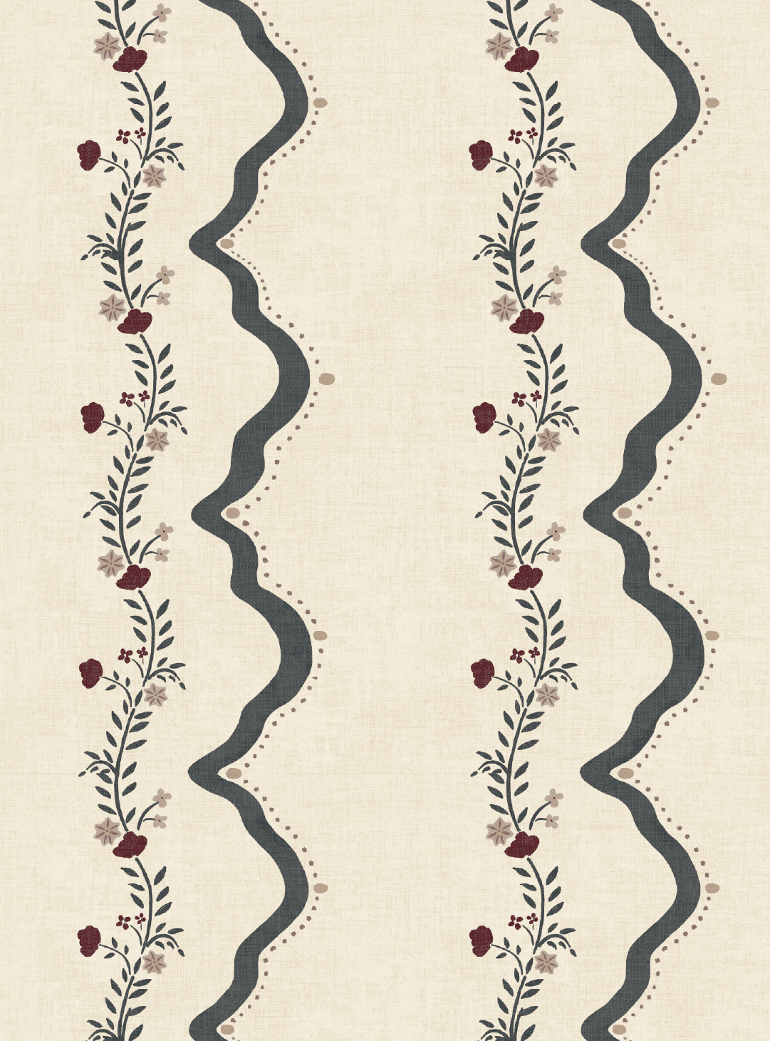 Rosie Posie Midnight Blue Wallpaper - Esselle Home