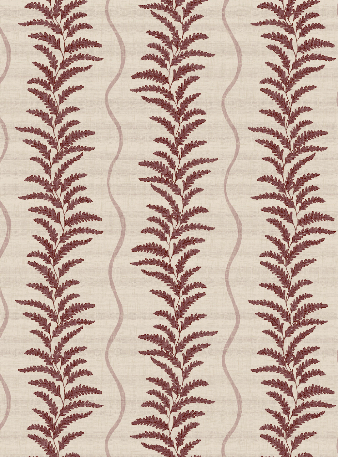 Fern Wave Burgundy & Beige Wallpaper
