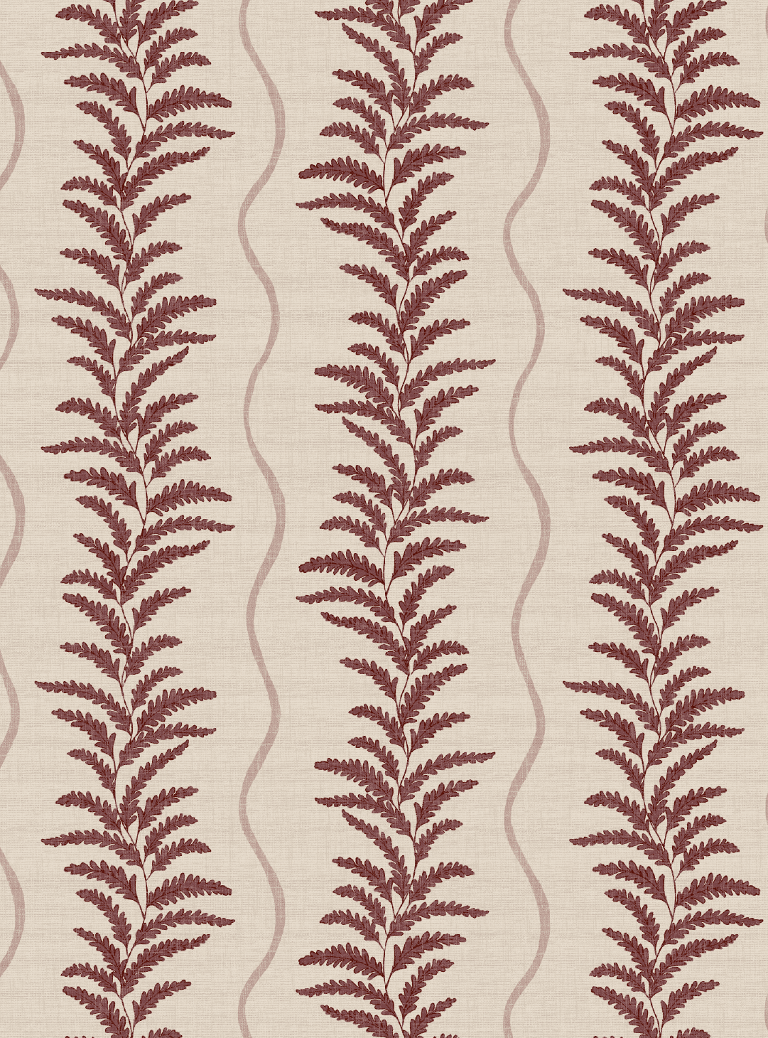 Fern Wave Burgundy & Beige Wallpaper - Esselle Home