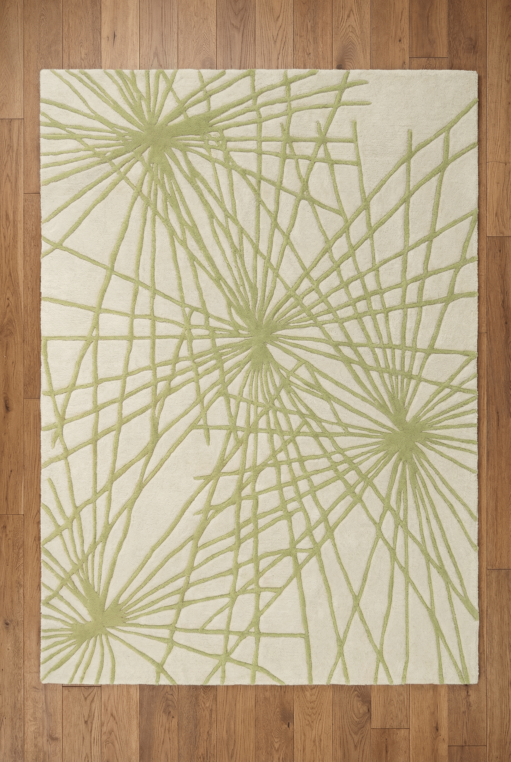 Aura Starburst Natural / Sage Green Rug - Esselle Home
