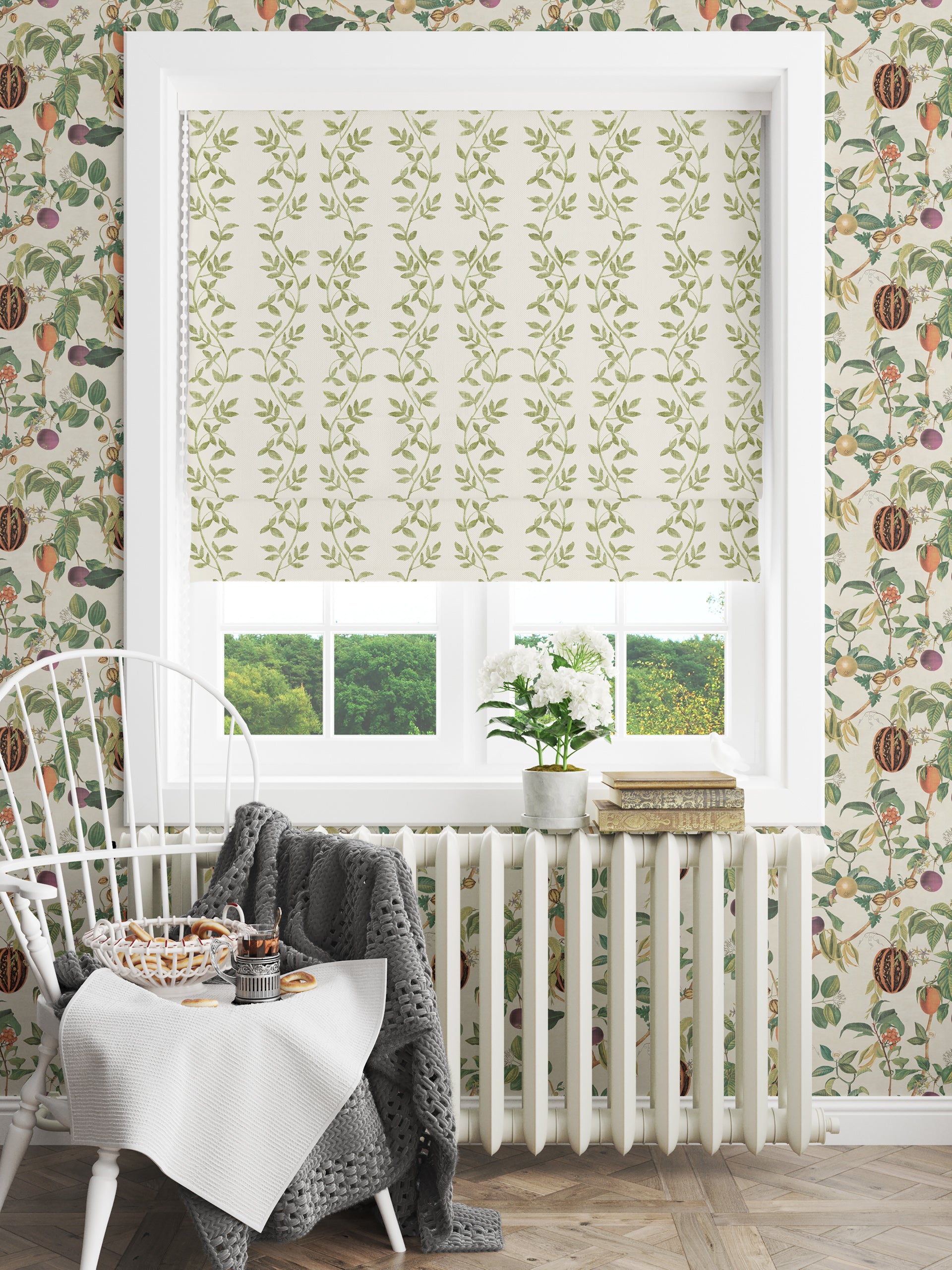 Botanic Vines Spring Green Fabric - Esselle Home