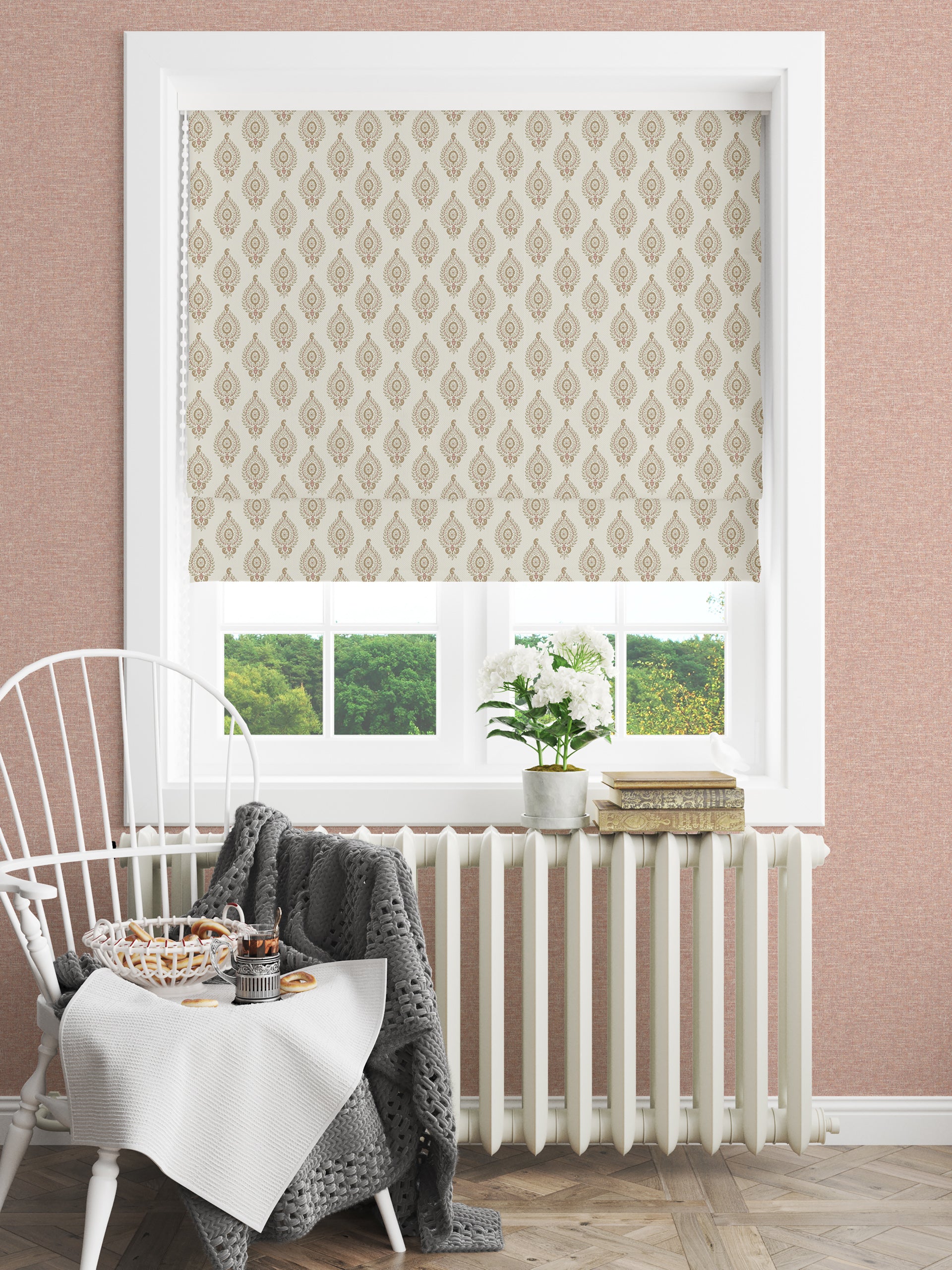 Naya Motif Neutral/Rose Fabric - Esselle Home