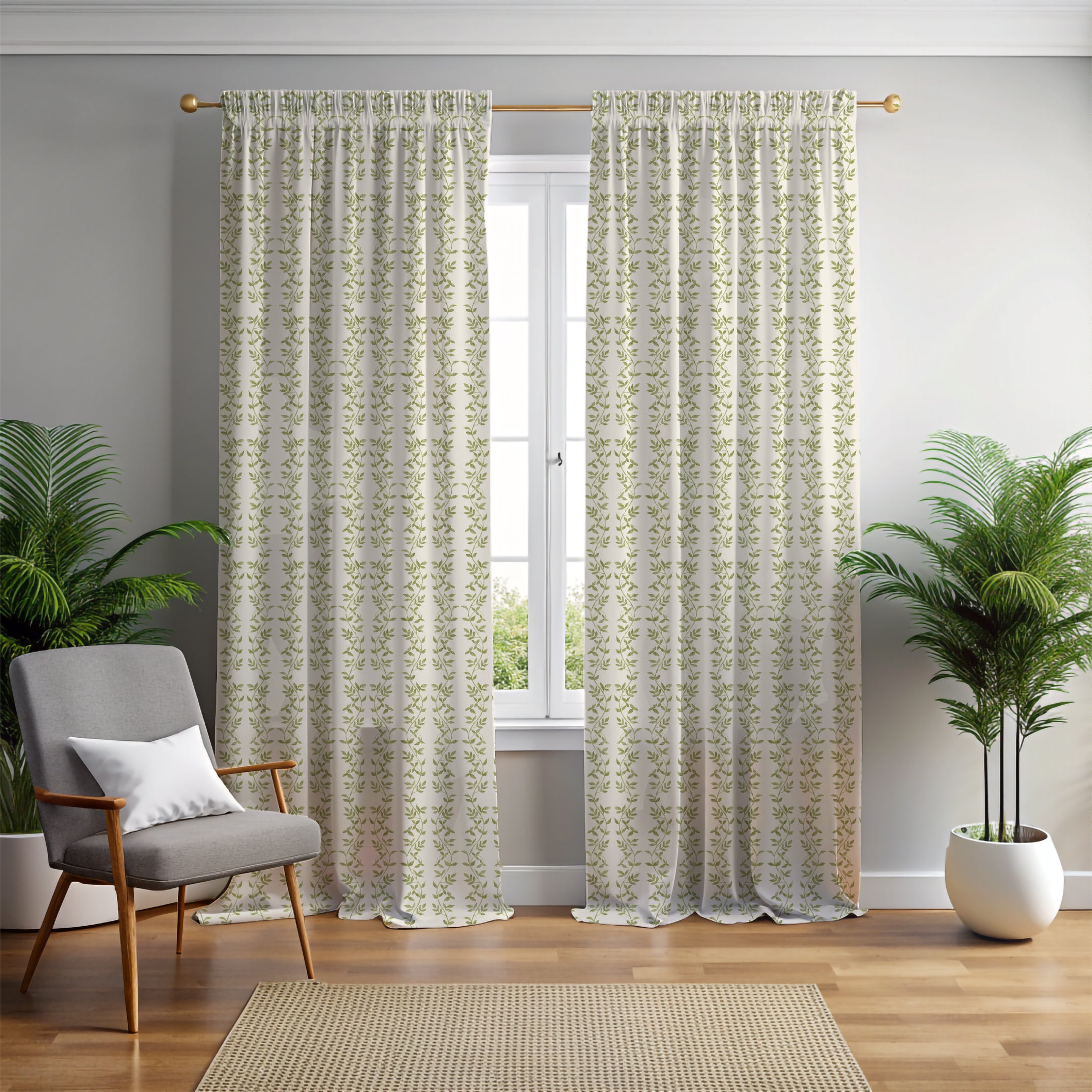 Botanic Vines Spring Green Curtain