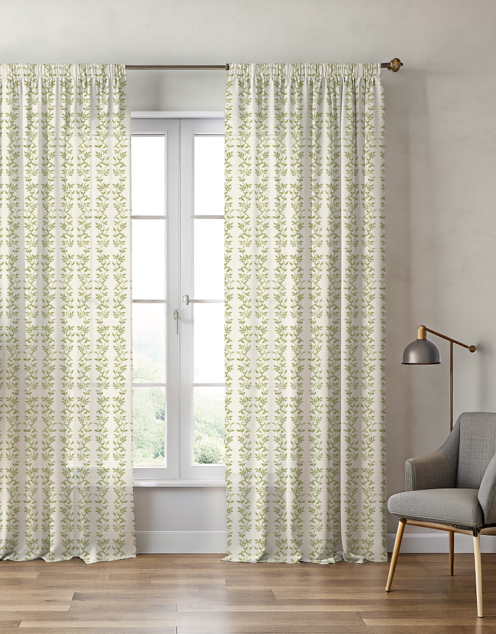 Botanic Vines Spring Green Curtain